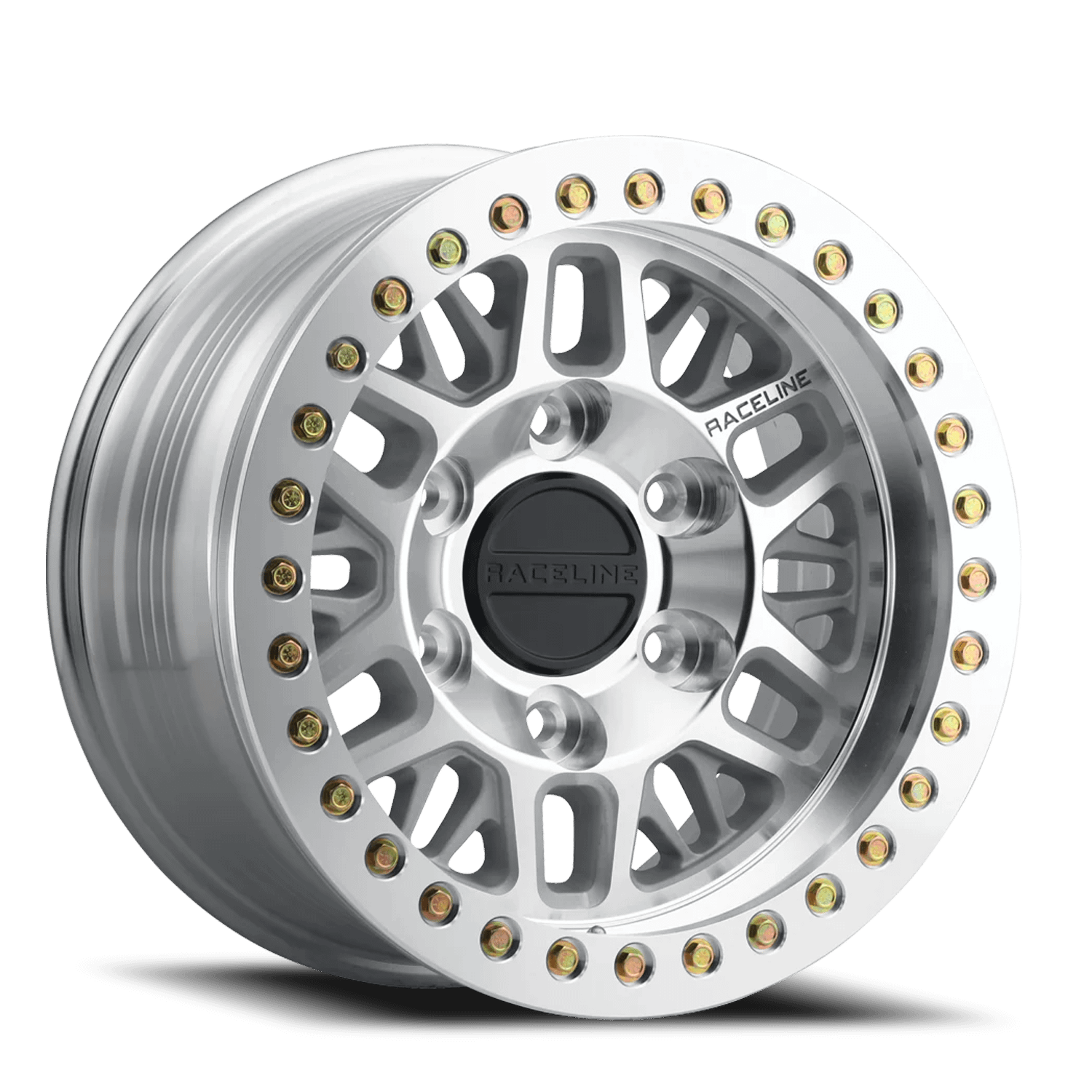 Raceline Wheels Aluminum Wheels 17x9 Ryno Cast Beadlock RT951M Machined Silver Machined Beadlock Ring -12 Offset 6 on 135 Bolt Pattern 87.1 Bore Raceline - RT951M-79065-12