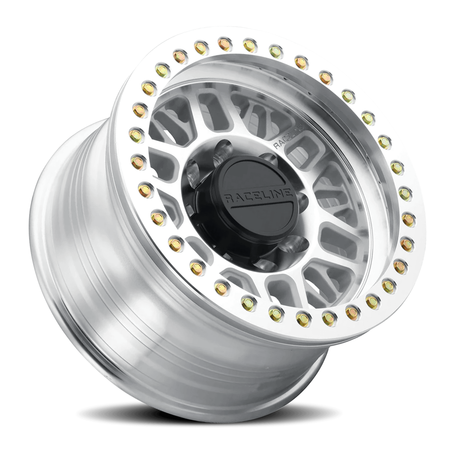 Raceline Wheels Aluminum Wheels 17x9 Ryno Cast Beadlock RT951M Machined Silver Machined Beadlock Ring -12 Offset 8 on 165.1 Bolt Pattern 130.81 Bore Raceline - RT951M-79080-12