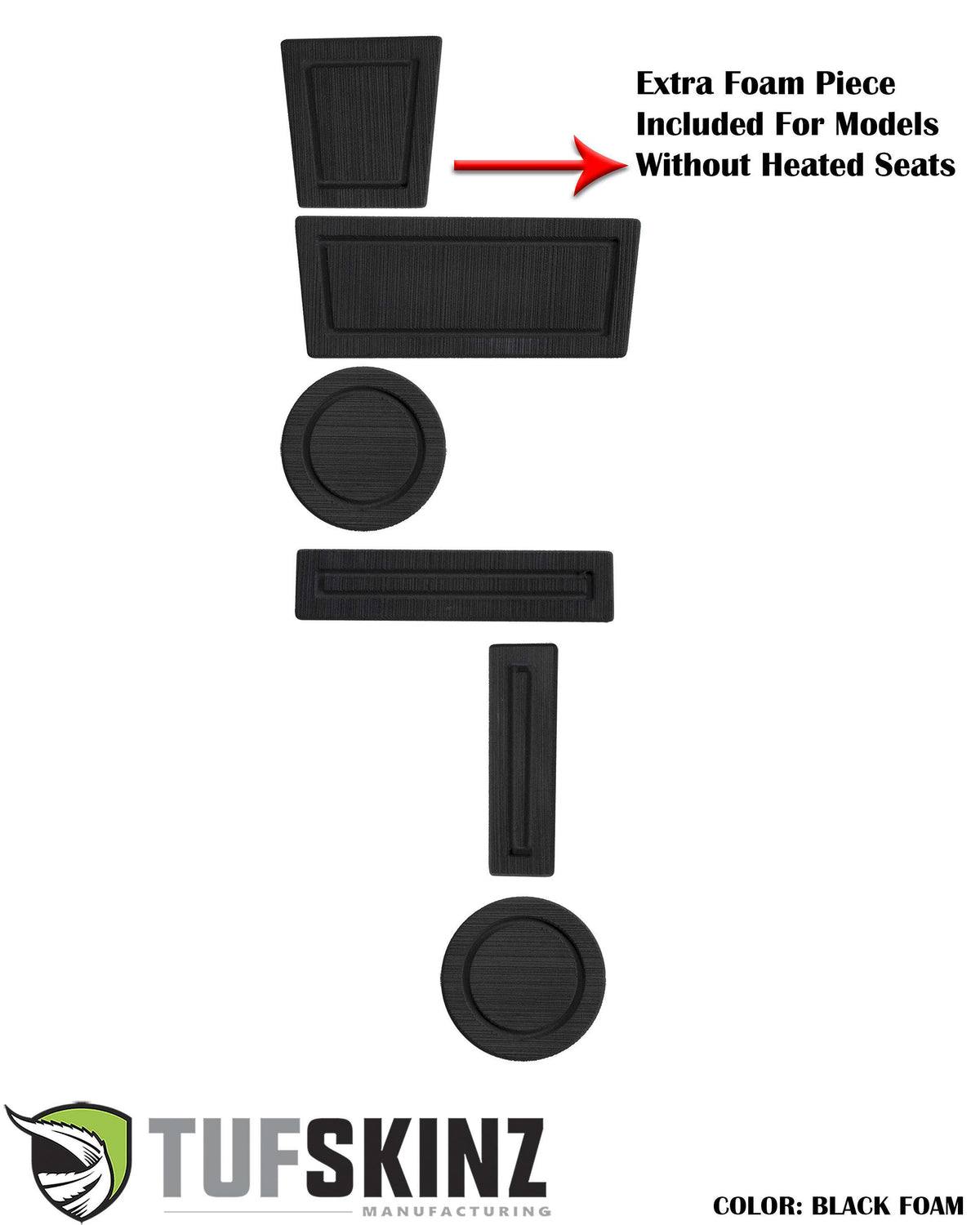 TUFSKINZ FOAM Cup Holder Inserts(4WD with Shifter Knob) Inserts (2010-2023 4Runner) - RUN002-FBK-X
