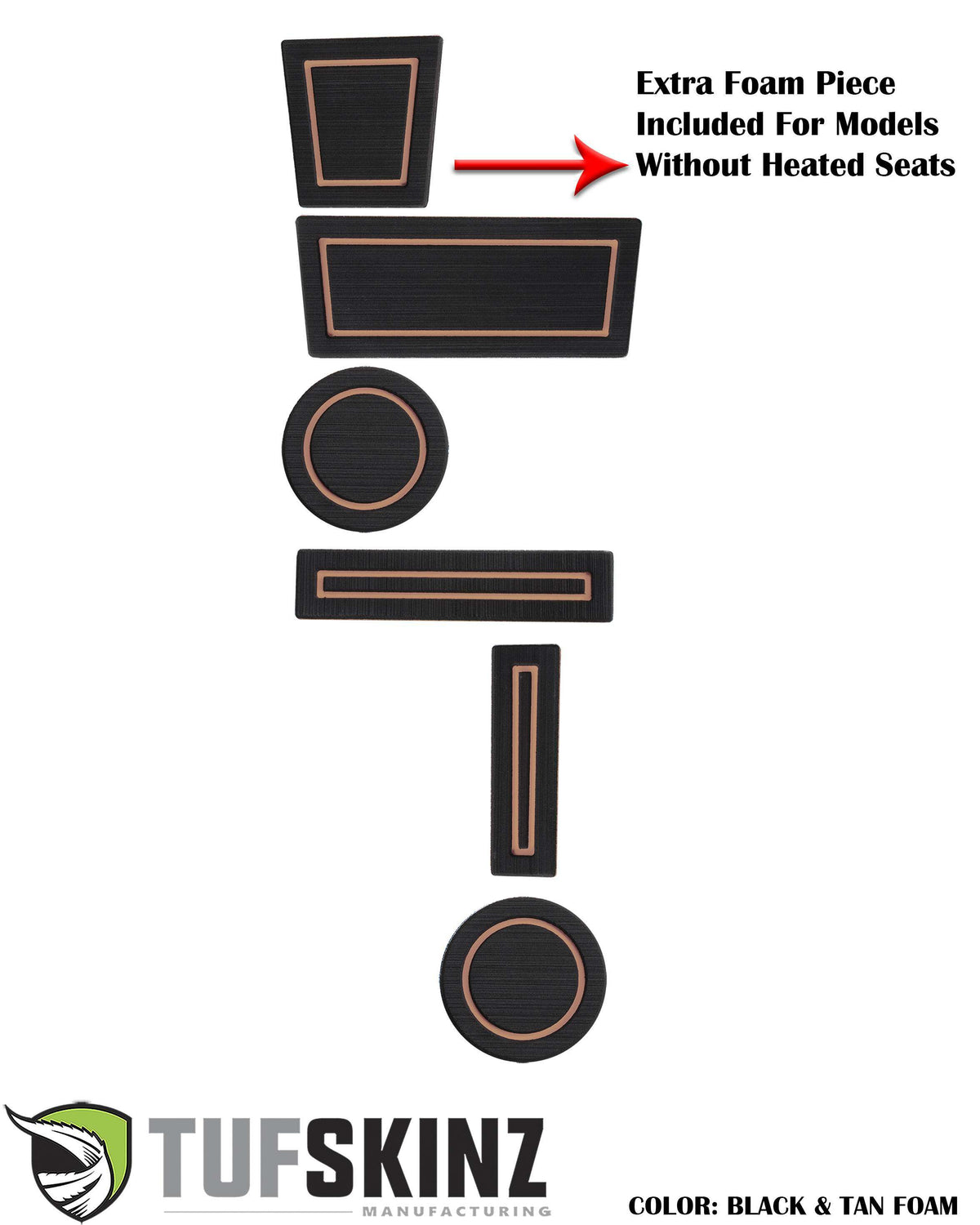 TUFSKINZ FOAM Cup Holder Inserts(4WD with Shifter Knob) Inserts (2010-2023 4Runner) - RUN002-FTN-X