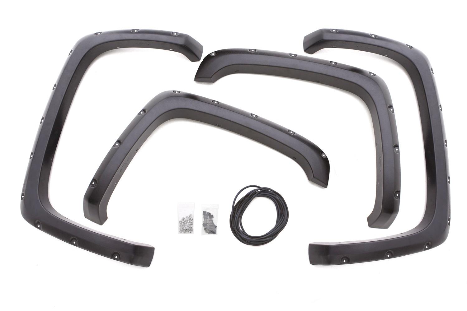 Lund Rivet Style Fender Flare Set - Front and Rear, Textured, 4-Piece Set (2007-2013 GMC Sierra 1500) - RX109T