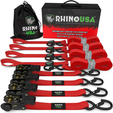 Rhino USA Rhino Usa Medium Duty Ratchet Strap Tie-Down 4-Pack (Red) - RCHT-4PACK-RED