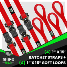Rhino USA Rhino Usa Medium Duty Ratchet Strap Tie-Down 4-Pack (Red) - RCHT-4PACK-RED