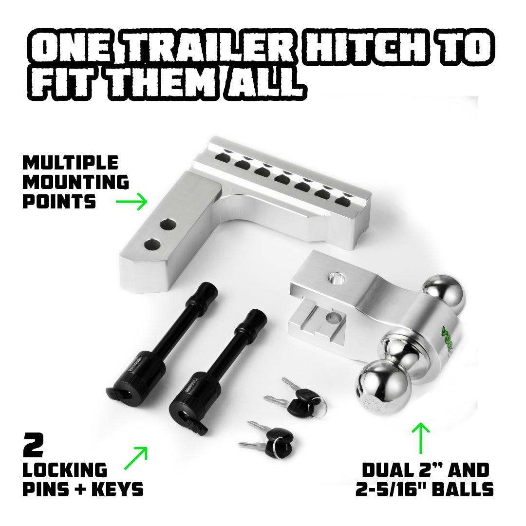 Rhino USA 6In Heavy Duty Drop Hitch - 2In (Silver) - RG-HTDROP2-SVR
