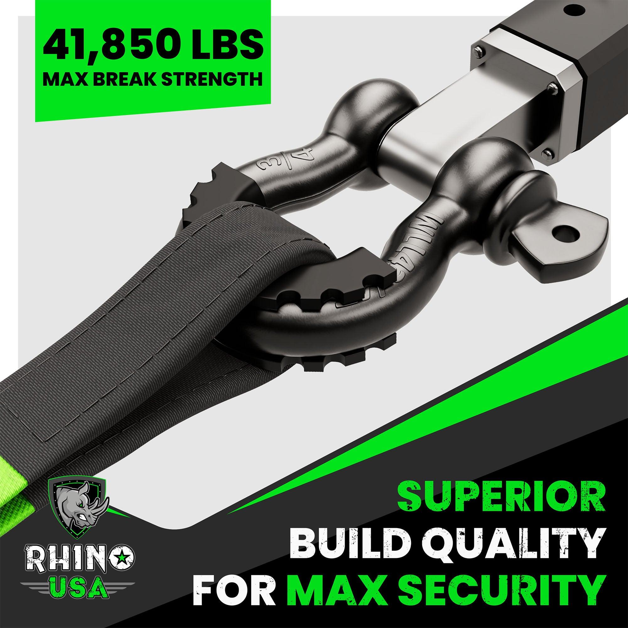 Rhino USA 3/4" D-Ring Shackle Set (2-Pack)(Green) - RNO-GRN-SHACKLES