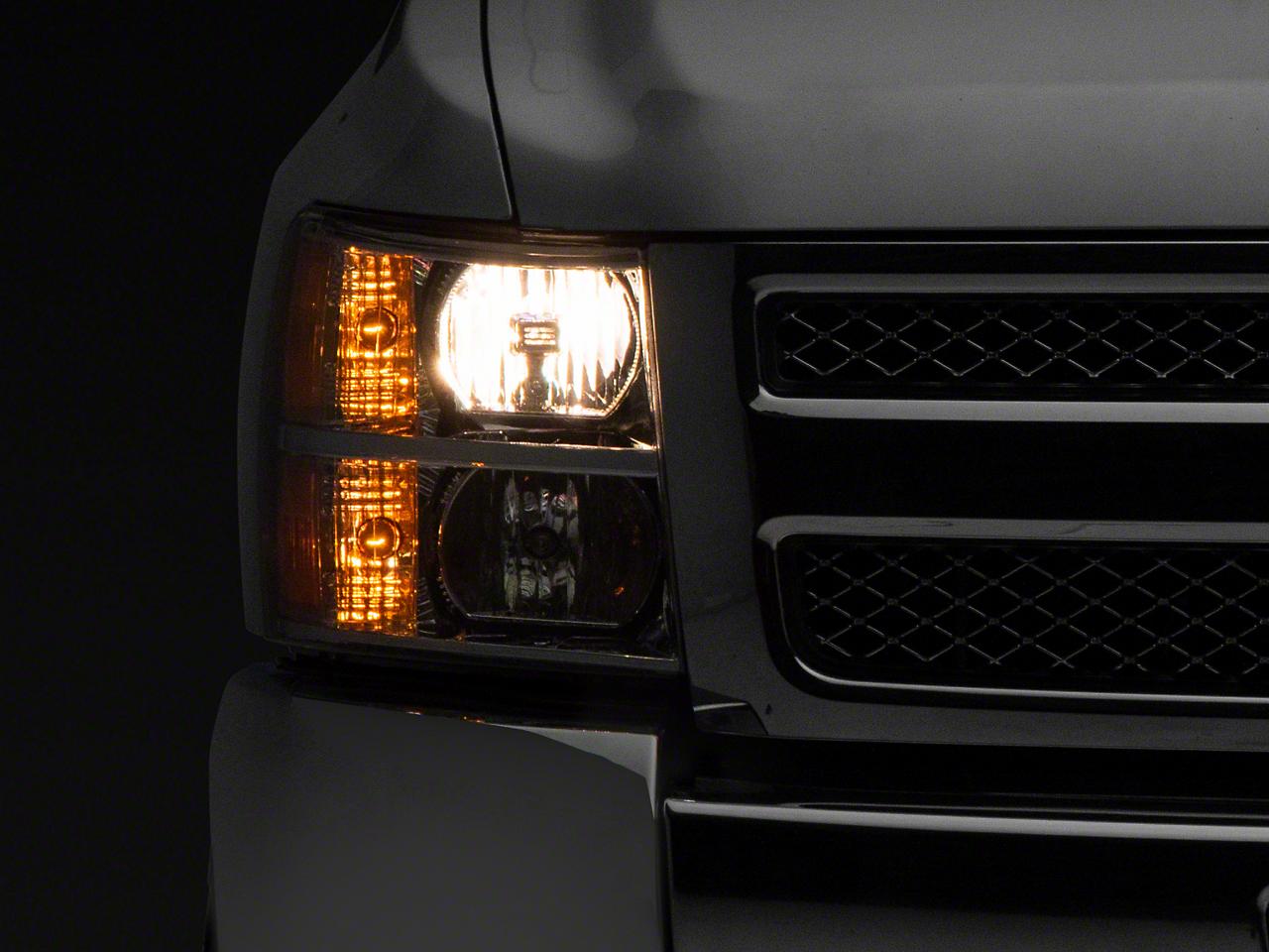 Raxiom Axial Series Oem Style Replacement Headlights; Chrome Housing; Clear Lens (2007-2014 Silverado 1500, Silverado 2500 HD, Silverado 3500 HD) - S122323