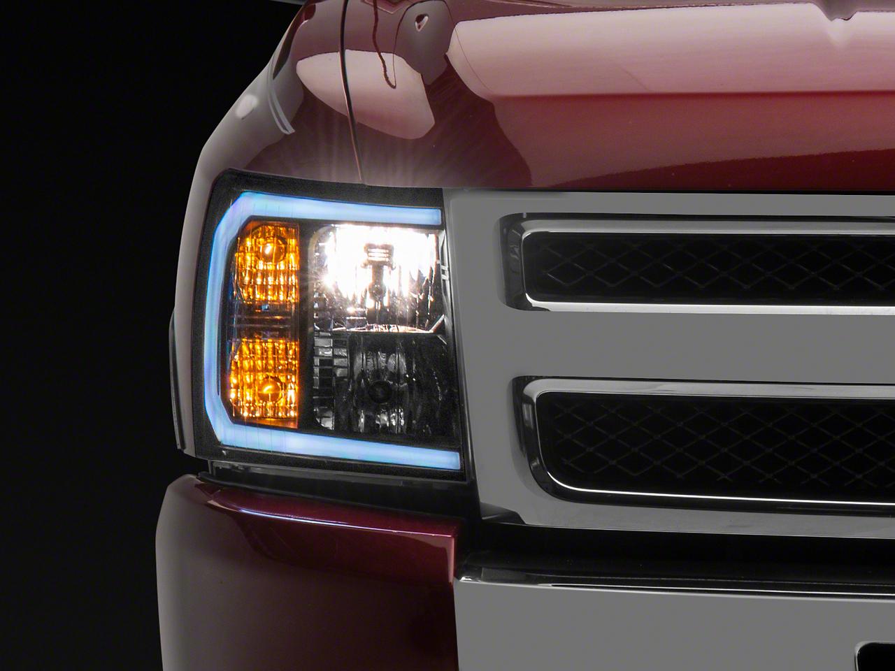 Raxiom Axial Series Headlights With Led Bar; Black Housing; Clear Lens (2007-2013 Silverado 1500) - S138003