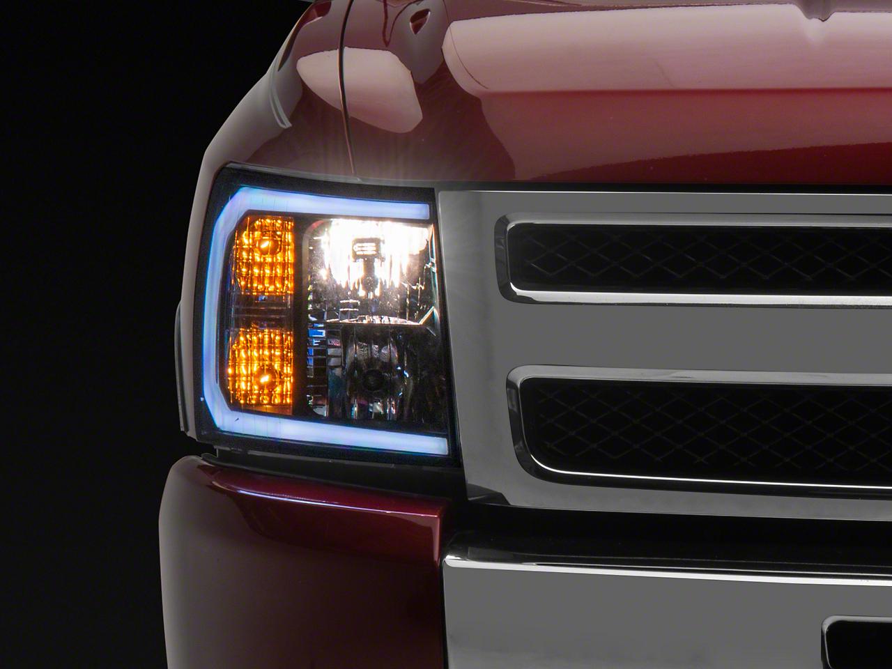 Raxiom Axial Series Headlights With Sequential Led Bar; Black Housing; Clear Lens (2007-2013 Silverado 1500) - S138004