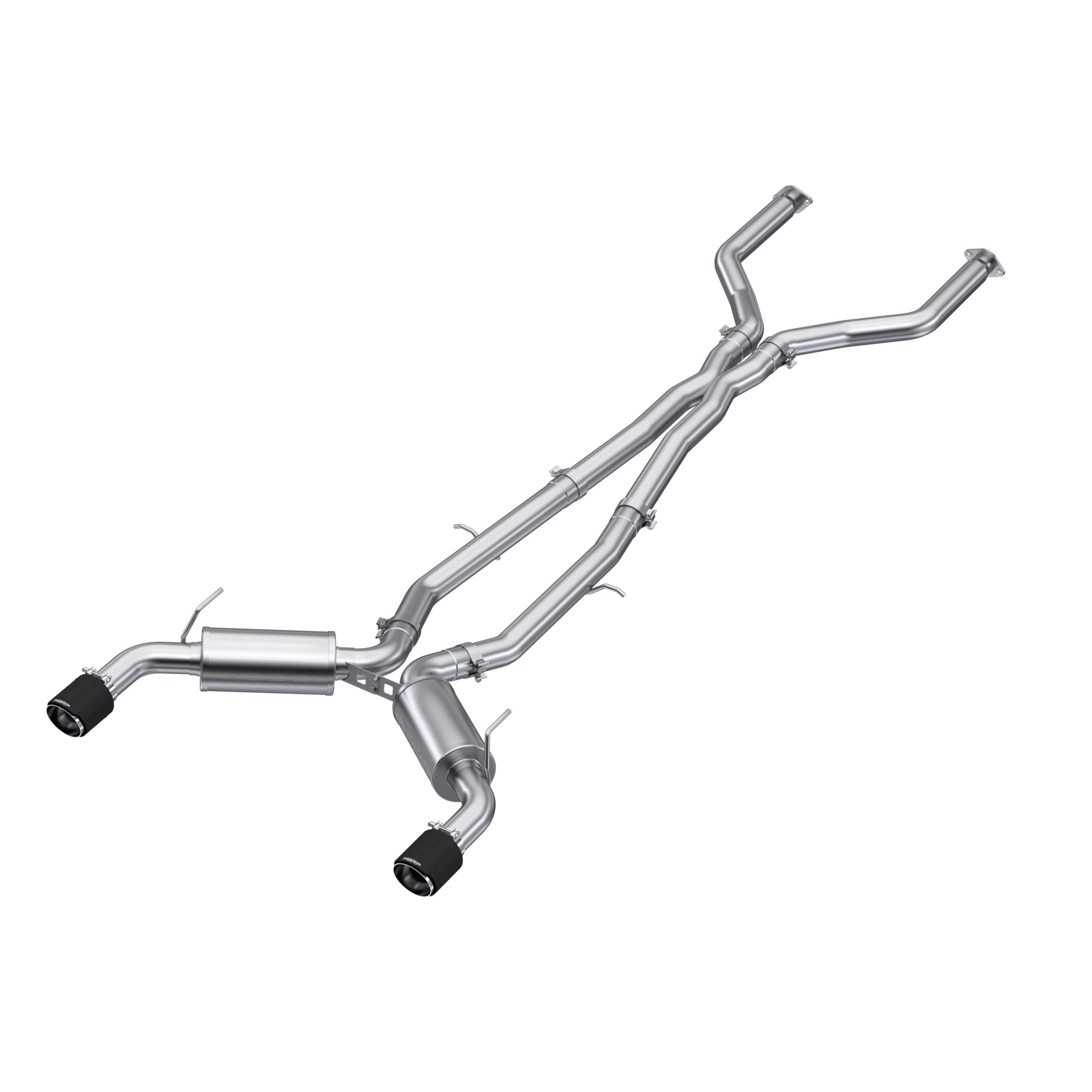 MBRP 3" Cat Back, Dual Rear, T304 with Carbon Fiber Tips (2016-2020 Q50) - S44003CF