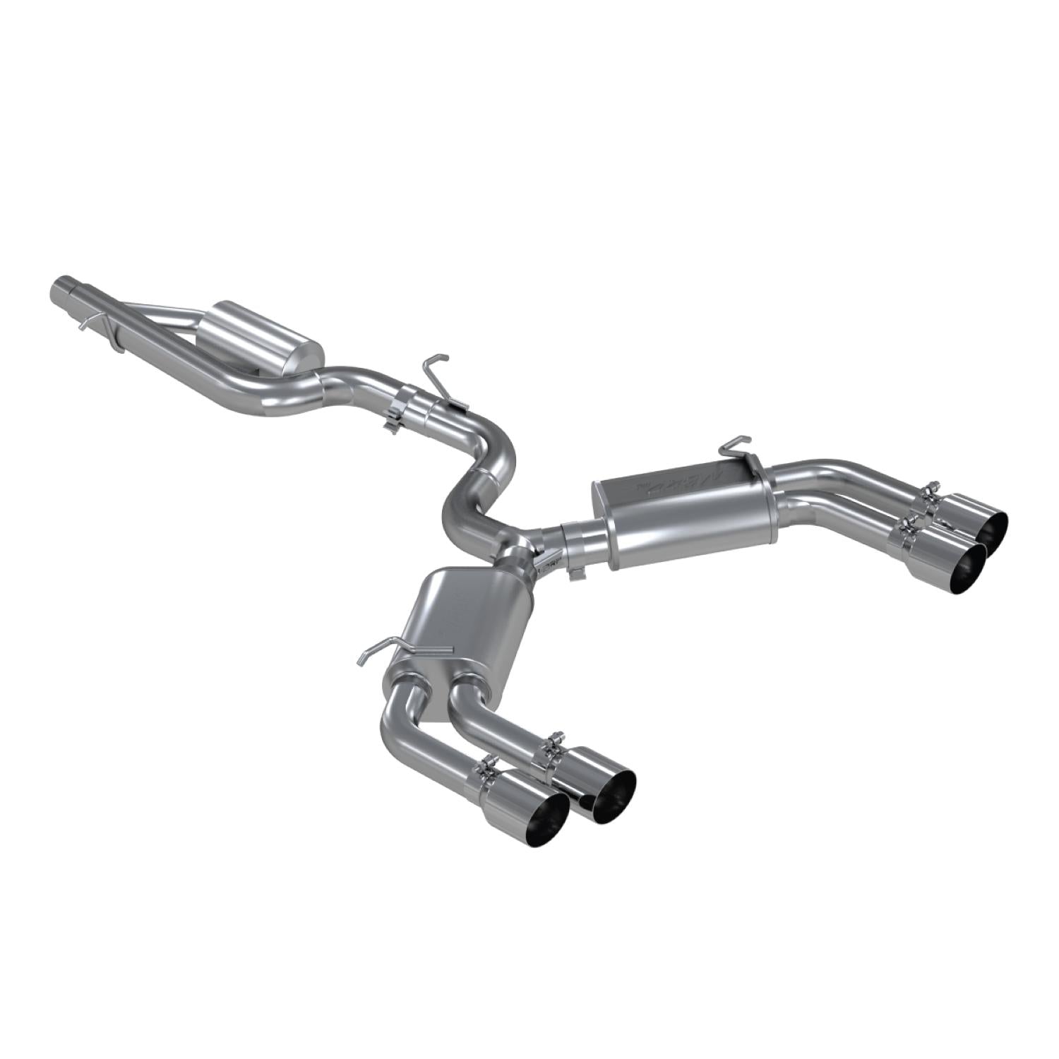 MBRP 3" Cat Back, Quad Split Rear, T304 (2015-2018 S3) - S4601304