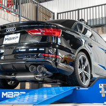 MBRP 3" Cat Back; Quad Split Rear Exit; T304 With Carbon Fiber Tips. (2015-2020 S3) - S46043CF