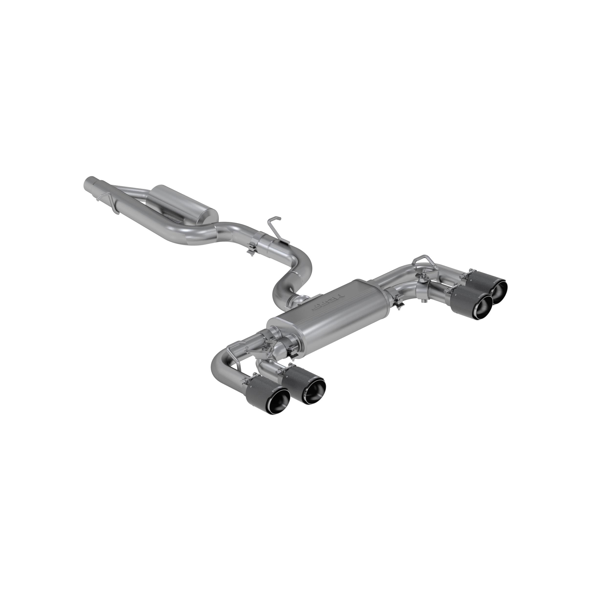 MBRP 3In. Cat-Back, Quad Split Rear Exit, Active, T304, Cf Tips (2015-2019 Golf R) - S46053CF