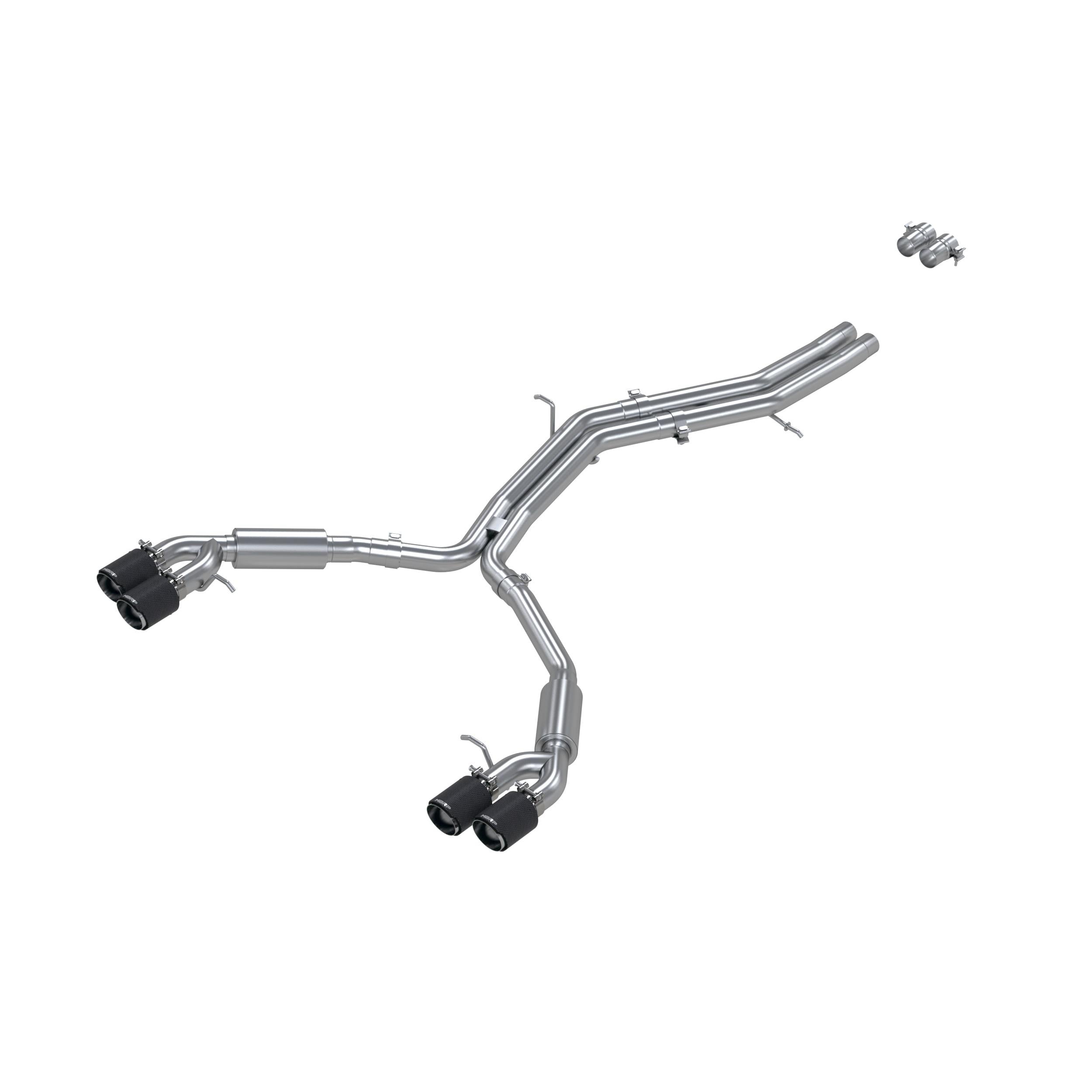 MBRP 2.5" Resonator Back Exhaust System with Dual Rear Exit, Quad Carbon Fiber Tips (2018-2021 Audi S5/S4 3.0L) - S46073CF