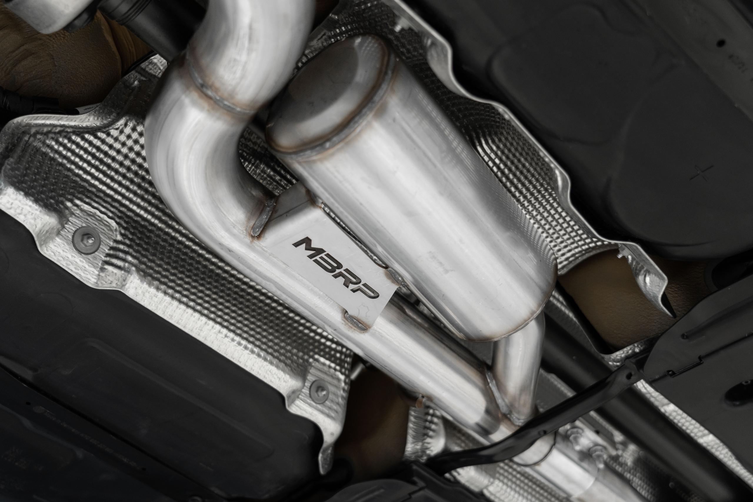 MBRP 3in. Cat-Back - Quad Split Rear - T304 - CF Tips - Valve Delete (2022 Golf R Base) - S46123CF