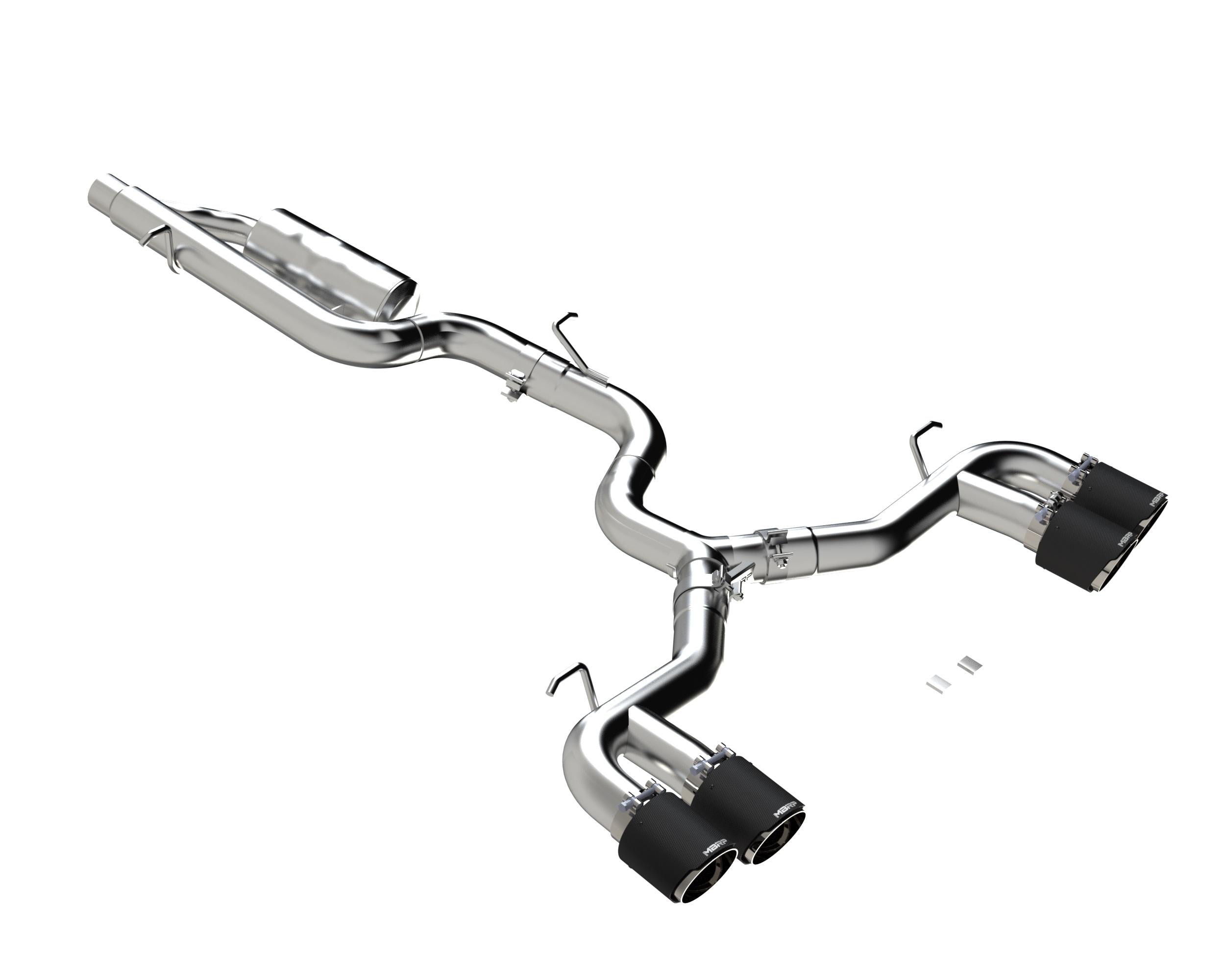 MBRP 3in. Cat-Back - Quad Split Rear - T304 - CF Tips - Valve Delete (2022 Golf R Base) - S46123CF