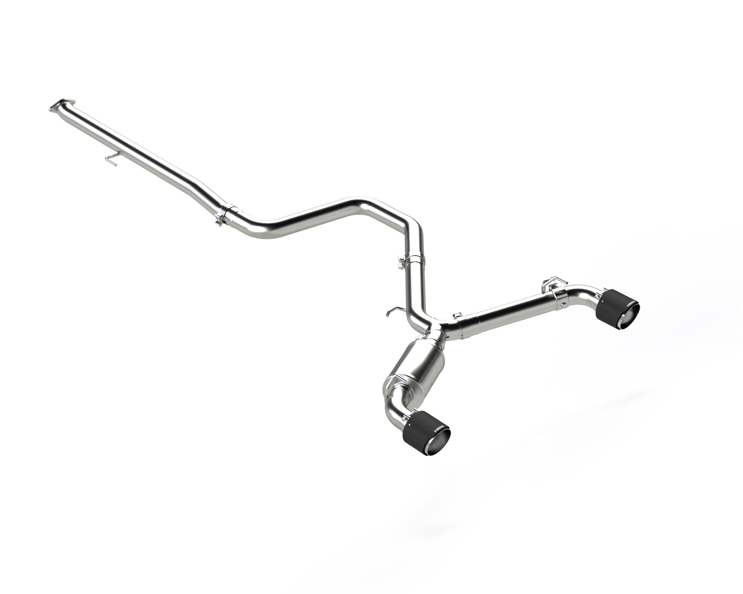 MBRP 3in. Cat-Back; Dual Rear Exit; Active; T304 With Cf Tips (2019-2022 Veloster N) - S47073CF