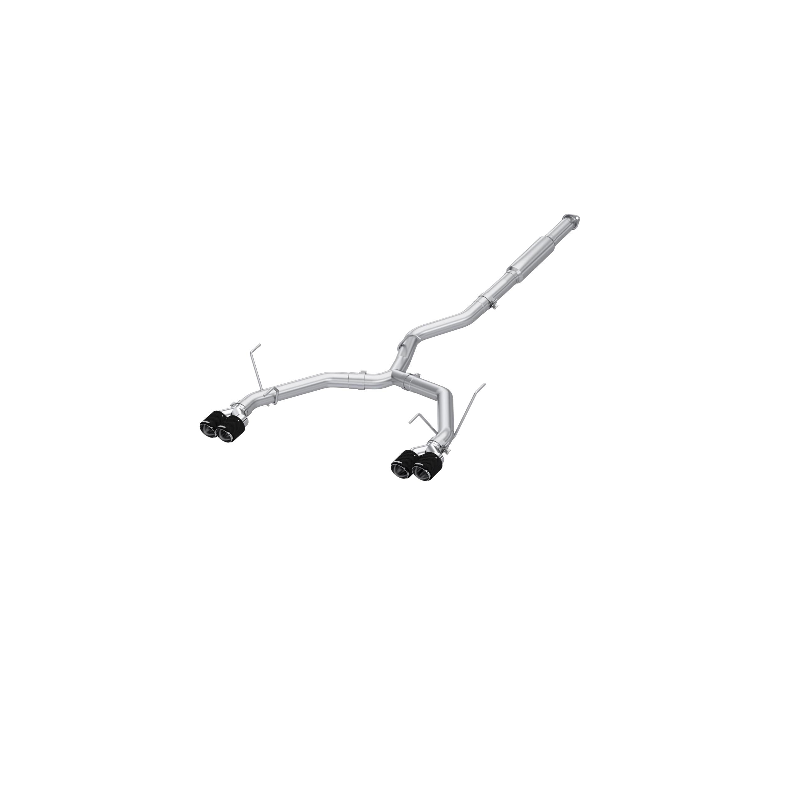 MBRP 3" Cat-Back Exhaust, Quad Rear Exit, Race Profile - Carbon Fiber Tip (2022 Subaru WRX) - S48083CF