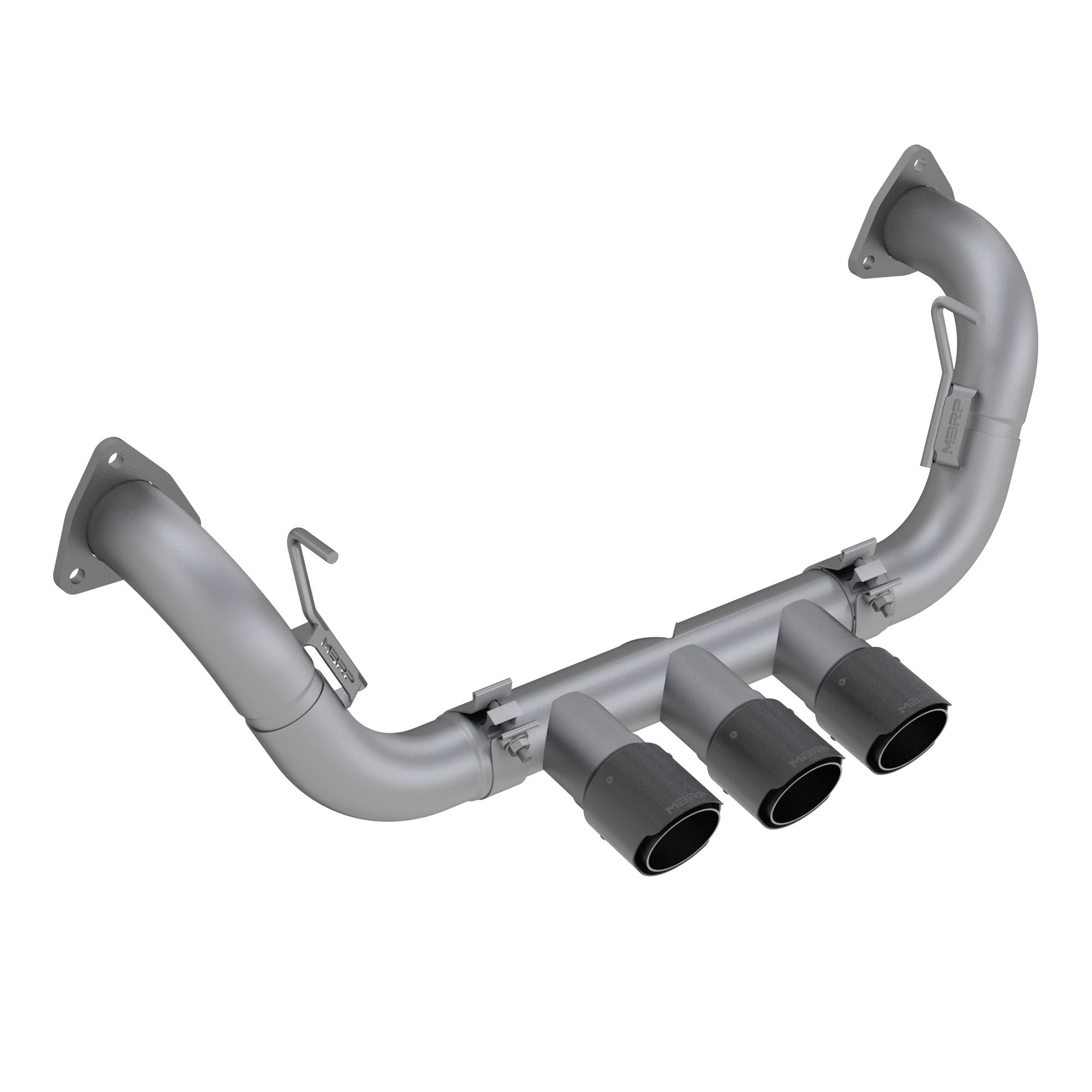 MBRP 2.5" Cat Back, Triple Rear Exit, With Carbon Fiber Tips T304 Media Blasted Stainless Steel - S49003CF