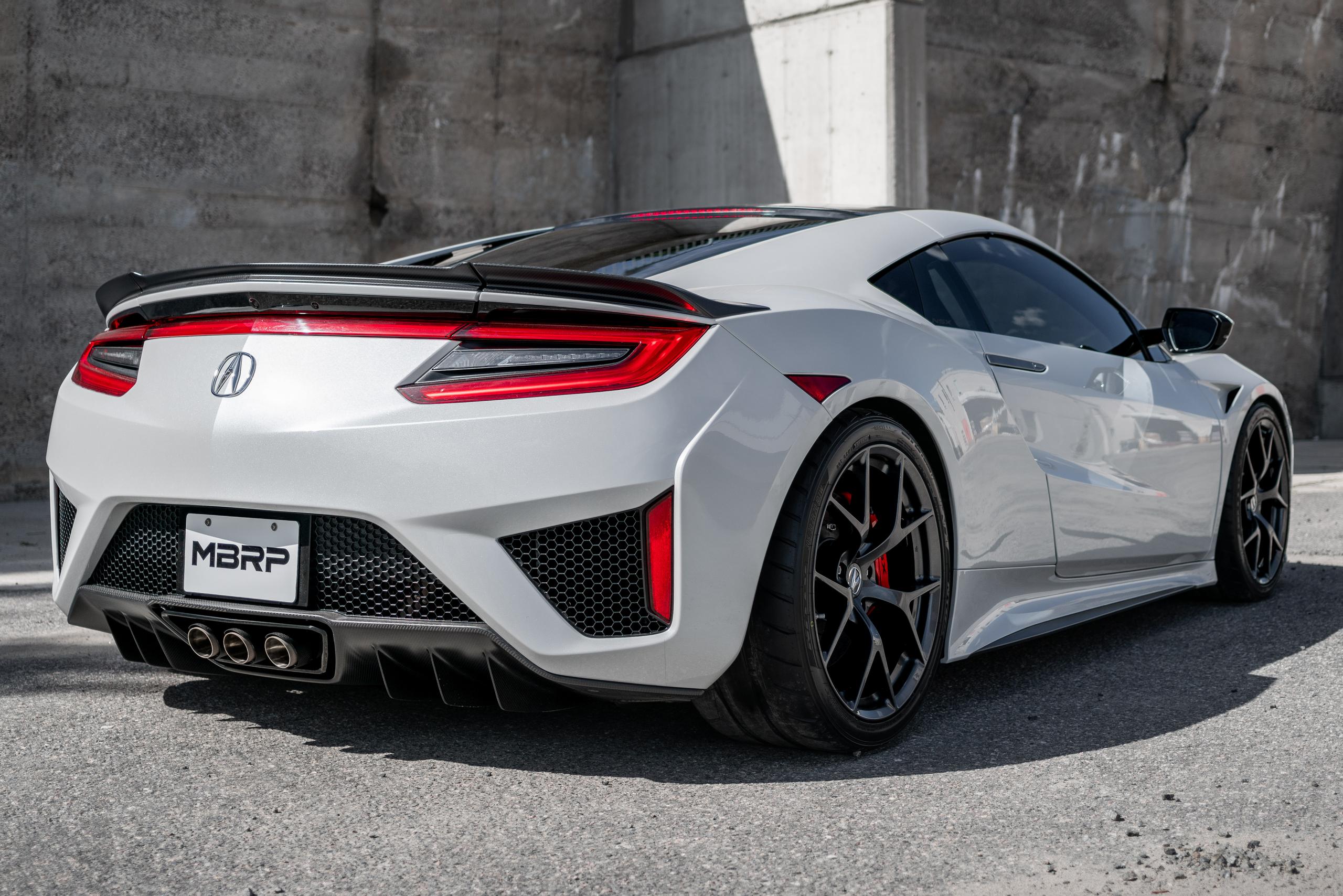 MBRP 2.5" Cat Back, Triple Rear Exit, With Carbon Fiber Tips T304 Media Blasted Stainless Steel - S49003CF