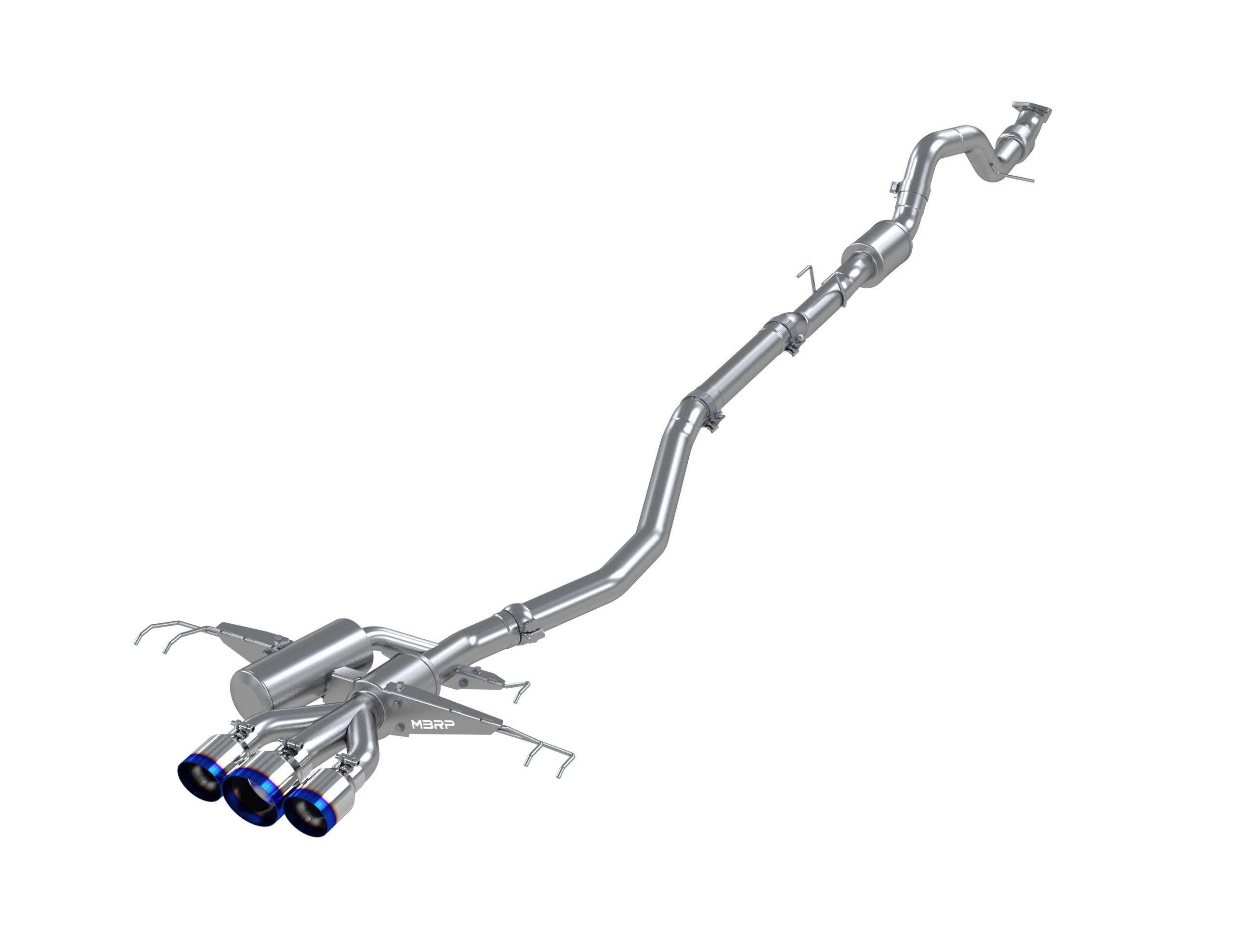 MBRP 3" Cat Back; Triple Center Outlet ; T304 Burnt End Tips (2017-2021 Honda Civic Type R 2.0L) - S49013BE