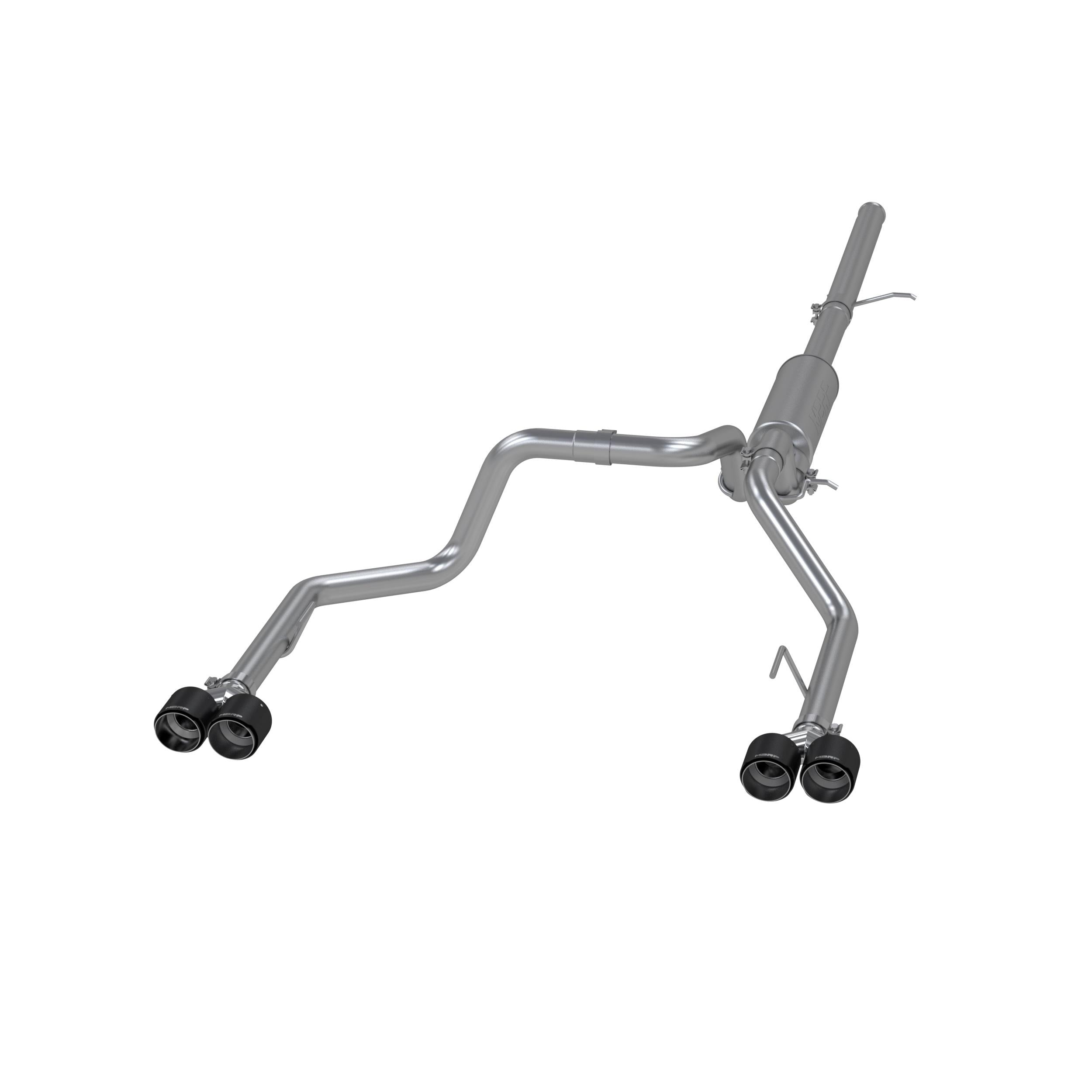MBRP 3In. Cat-Back, 2.5In. Dual Split Rear, T304, Quad Cf Tips (2019-2021 Sierra 1500, Silverado 1500) - S50043CF