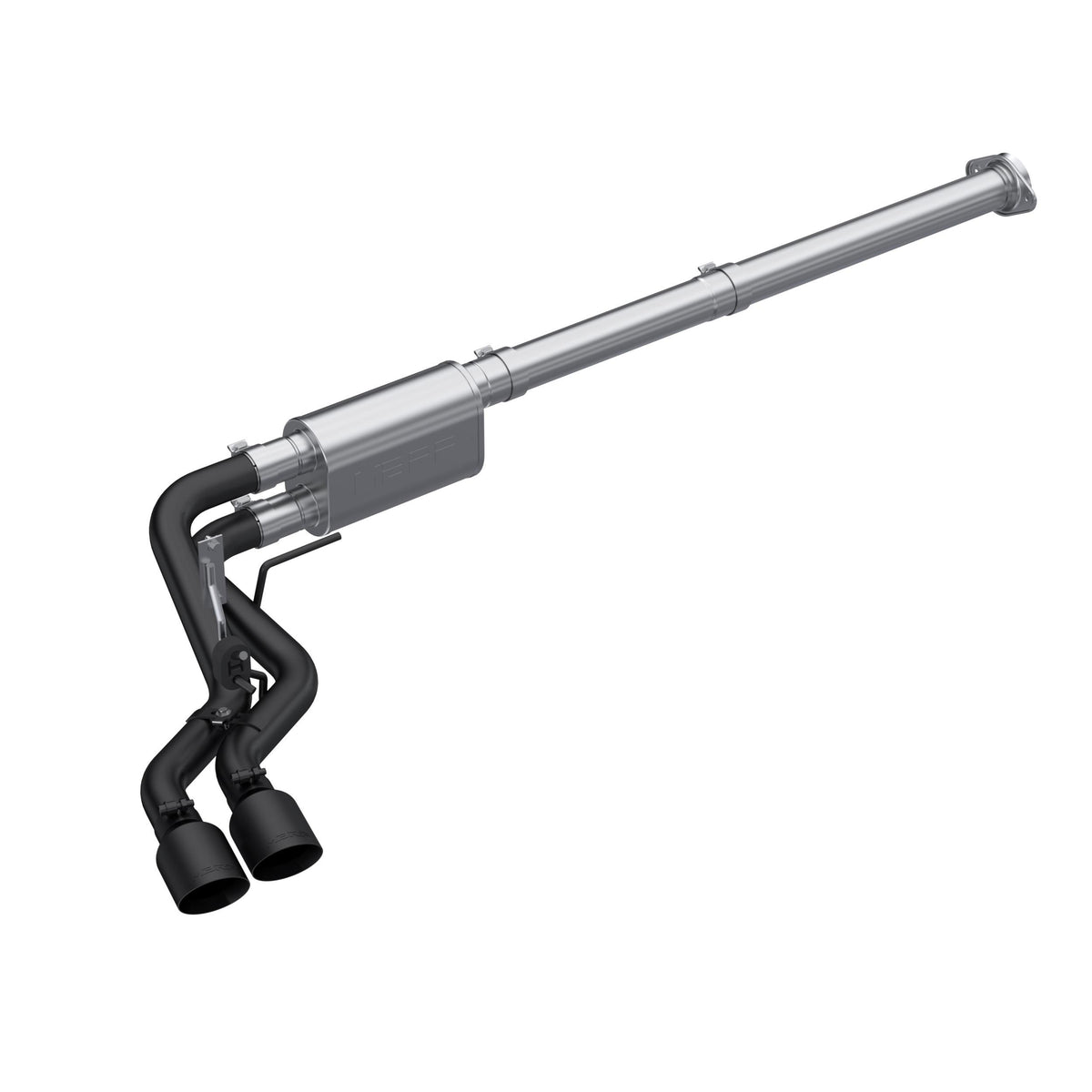 MBRP Cat Back Exhaust System (3" Piping, Dual 2.5" Black Tips Pre-Axle, Race Sound Level) (2021-2025 F-150) - S5217BLK
