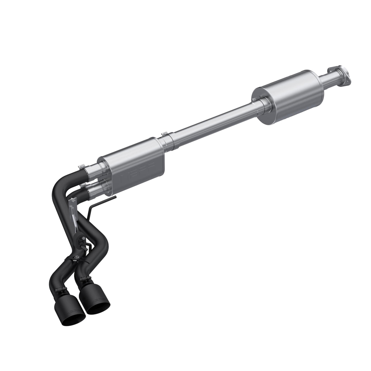 MBRP Cat Back Exhaust System (3" Piping, Dual 2.5" Black Tips Pre-Axle, Street Sound Level) (2021-2025 F-150) - S5219BLK