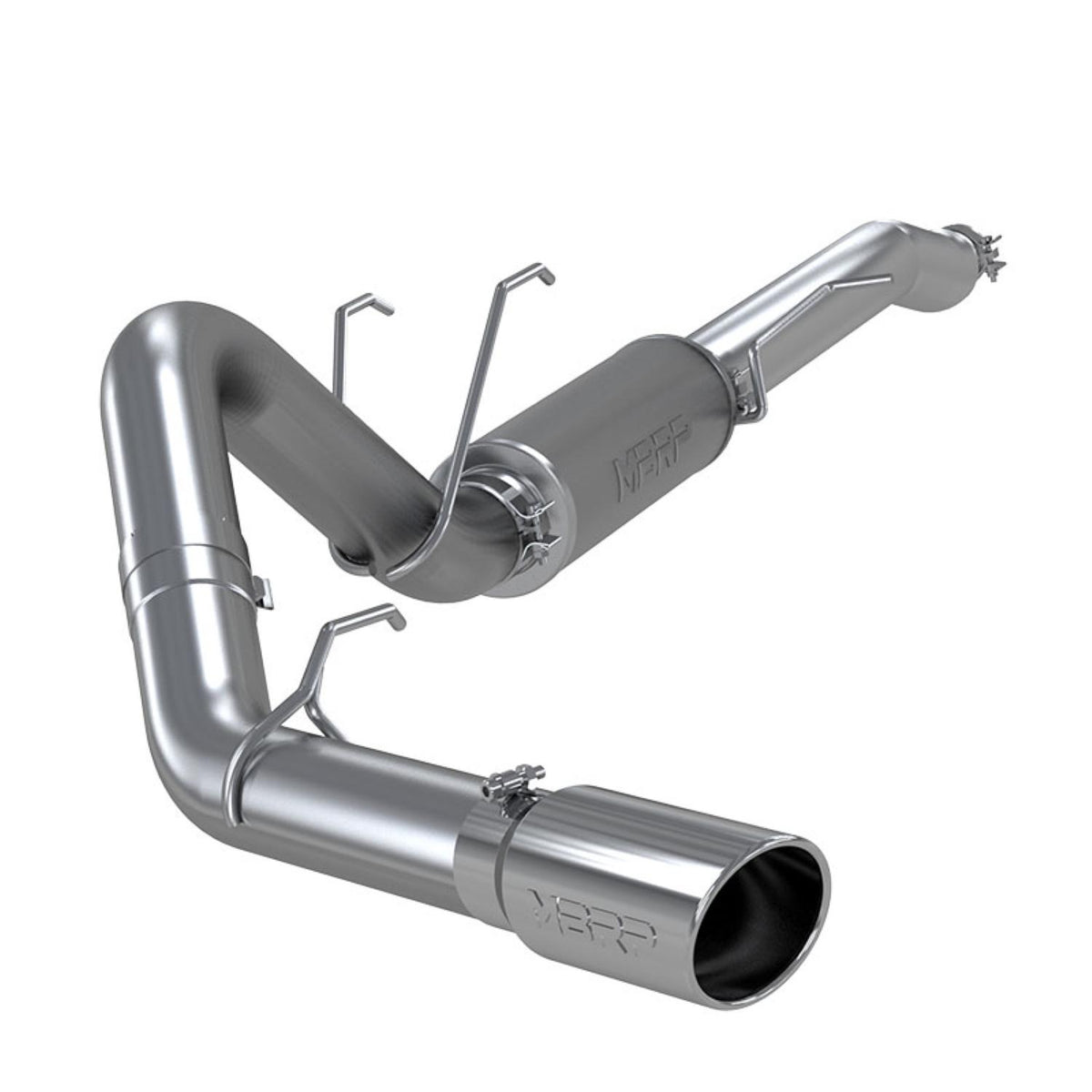 MBRP 4" resonator back single side pro series exhaust ALUMINIZED (2017-2021 F250/F350 7.3L 6.2L Gas Super/Crew cab) - S5247AL