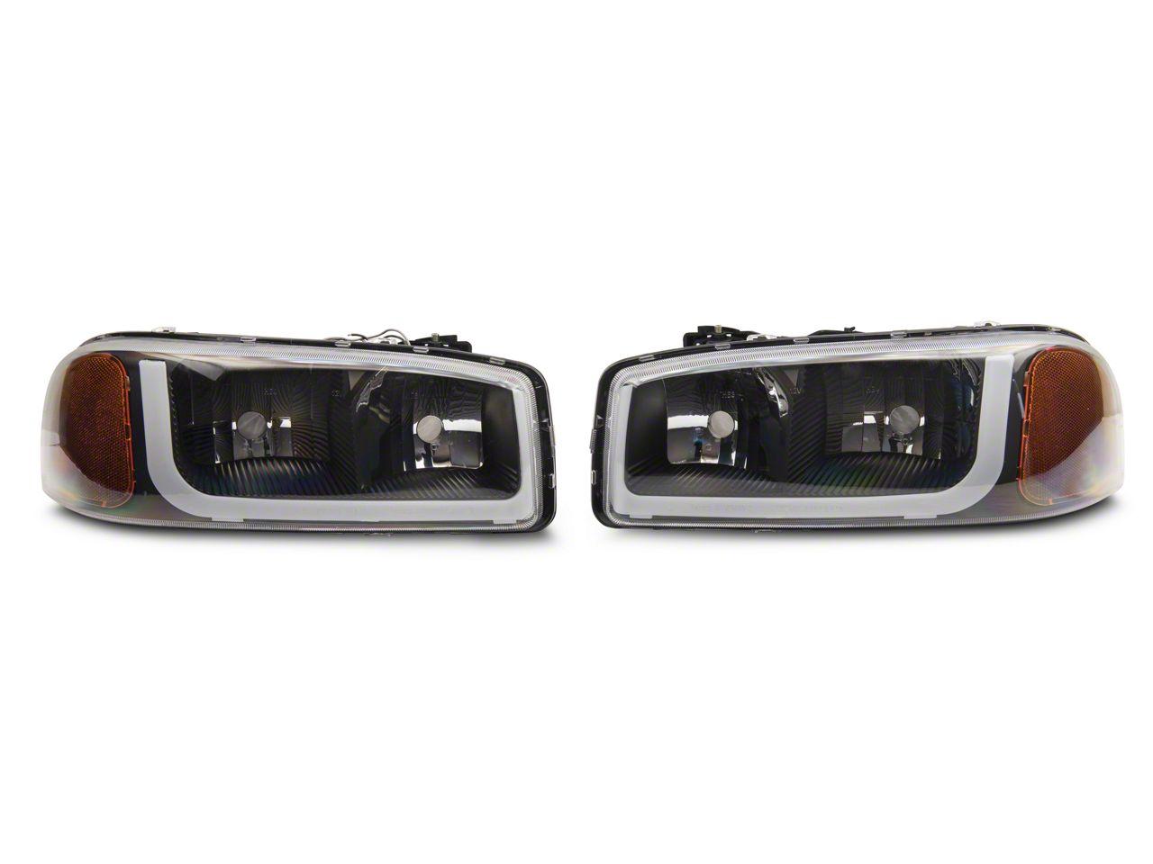 Raxiom Axial Series Headlights With Led Bar; Black Housing; Clear Lens (1999-2006 Sierra 1500) - S531789