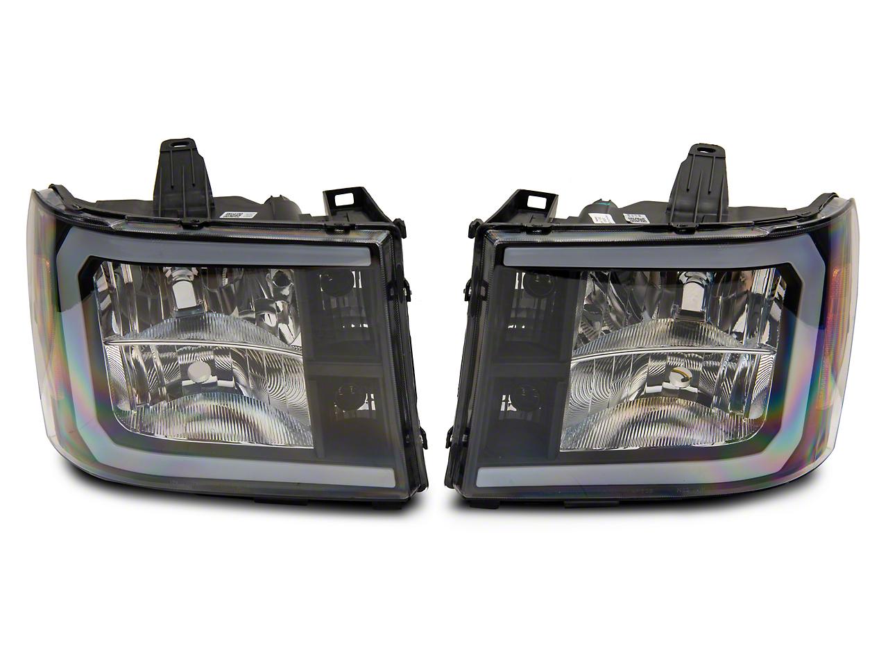 Raxiom Axial Series Headlights With Led Bar; Black Housing; Clear Lens (2007-2013 Sierra 1500) - S531791