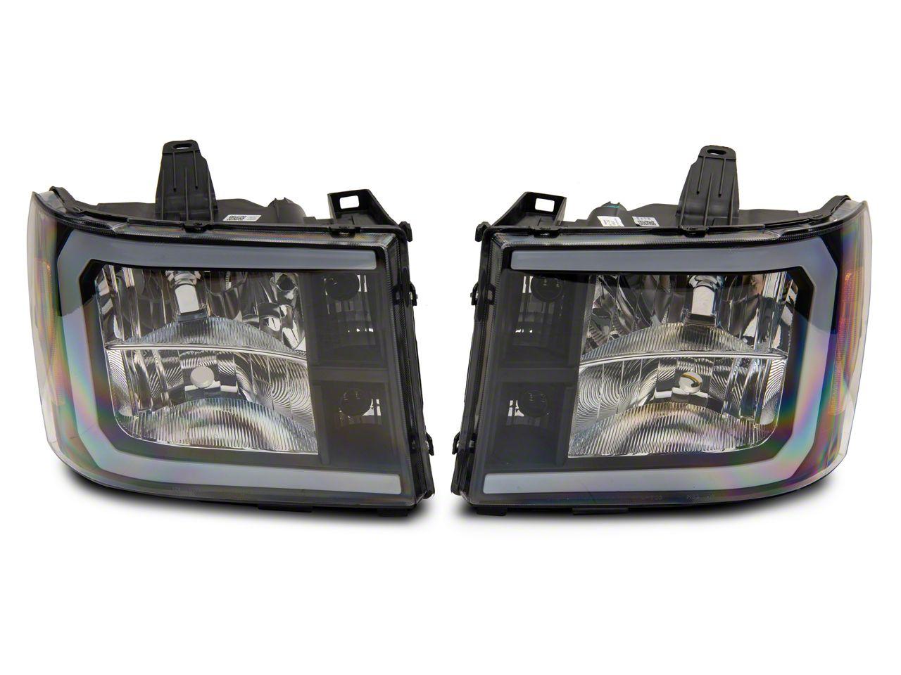 Raxiom Axial Series Headlights With Led Bar; Black Housing; Clear Lens (2007-2013 Sierra 1500) - S531791