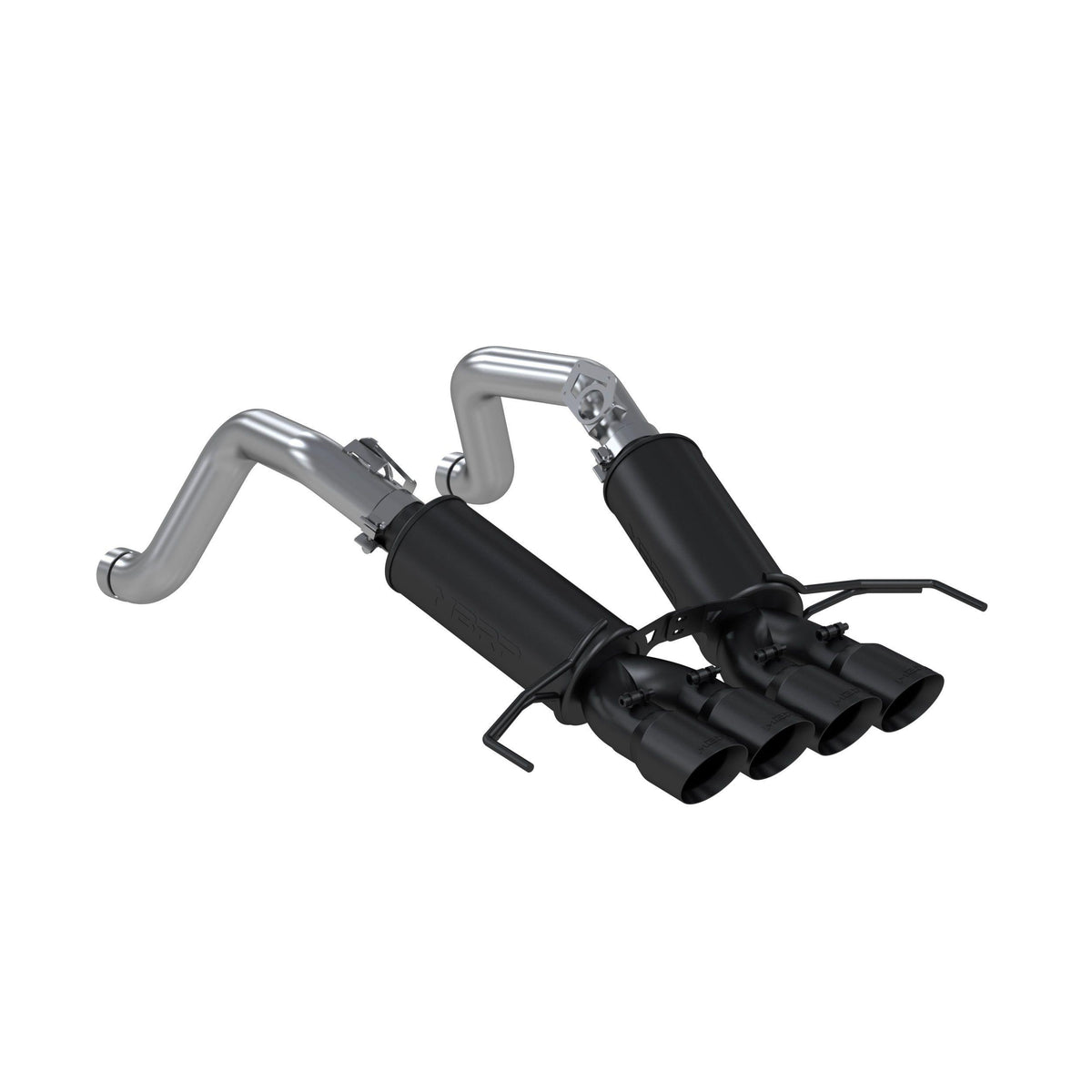 MBRP 3in. Dual Muffler Axle Back; with Quad 4in. Dual Wall Tips; Black (2014-2019 Corvette) - S7030BLK