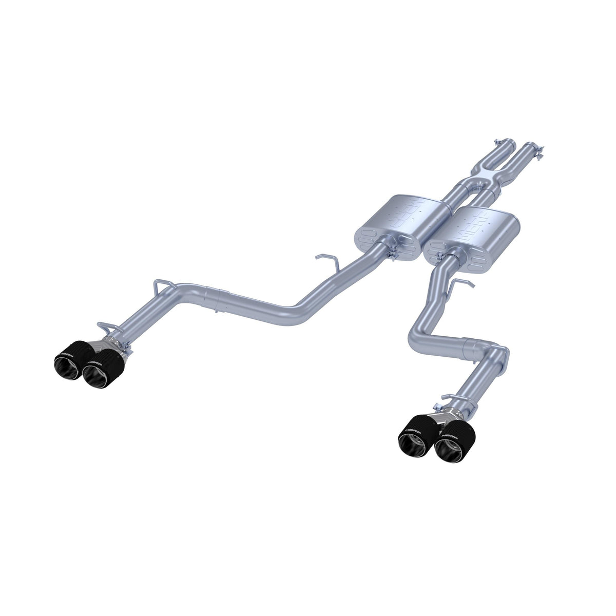MBRP 3" Cat Back Quad Split Rear Exit Exhaust. T304 Carbon Fiber Tips. (2015-2021 Challenger) - S71113CF