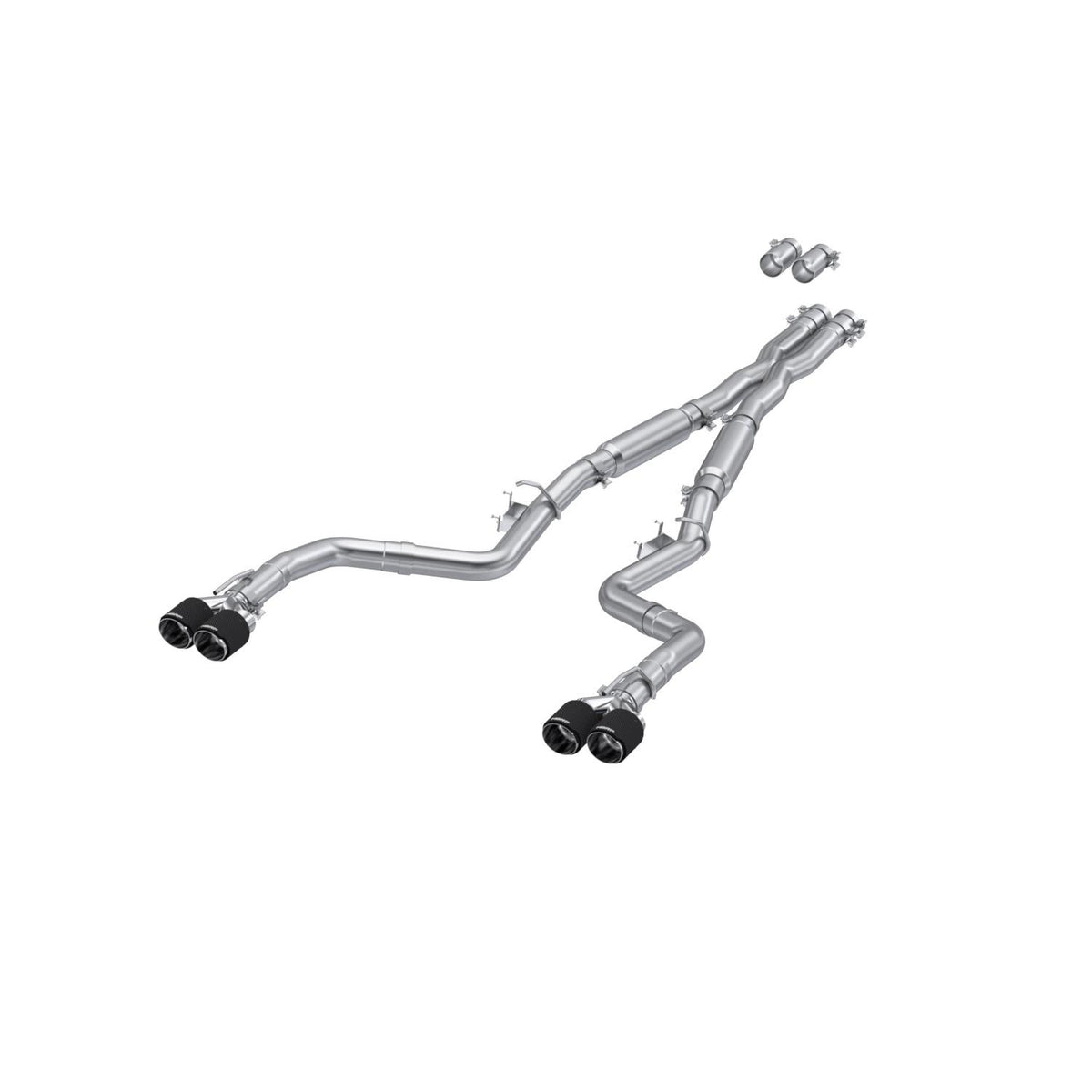 MBRP 3" Cat Back; Dual Rear; Quad Tips; T304 with CF Tips. - S71133CF
