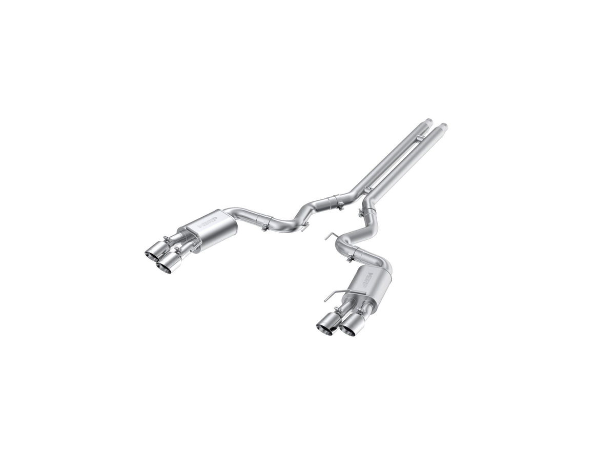 MBRP 3" Cat-Back Exhaust System Pro-Series Street Stainless Steel With 4" Polished Quad Exhaust Tips Without Active Exhaust (2018-2023 Mustang GT) - S7205304