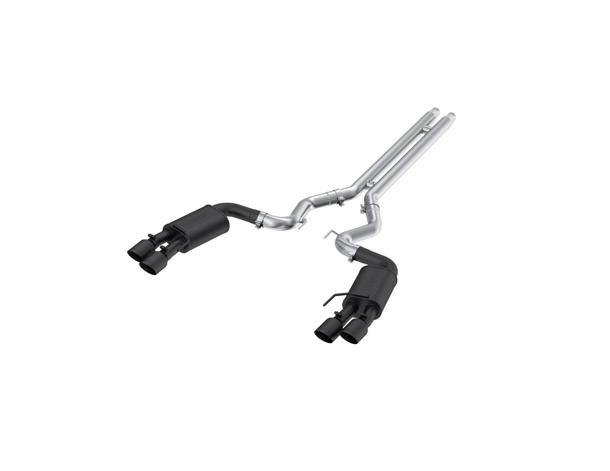 MBRP 3" Cat-Back Exhaust System Black Series Street With 4" Black Quad Exhaust Tips Without Active Exhaust (2018-2023 Mustang GT) - S7205BLK