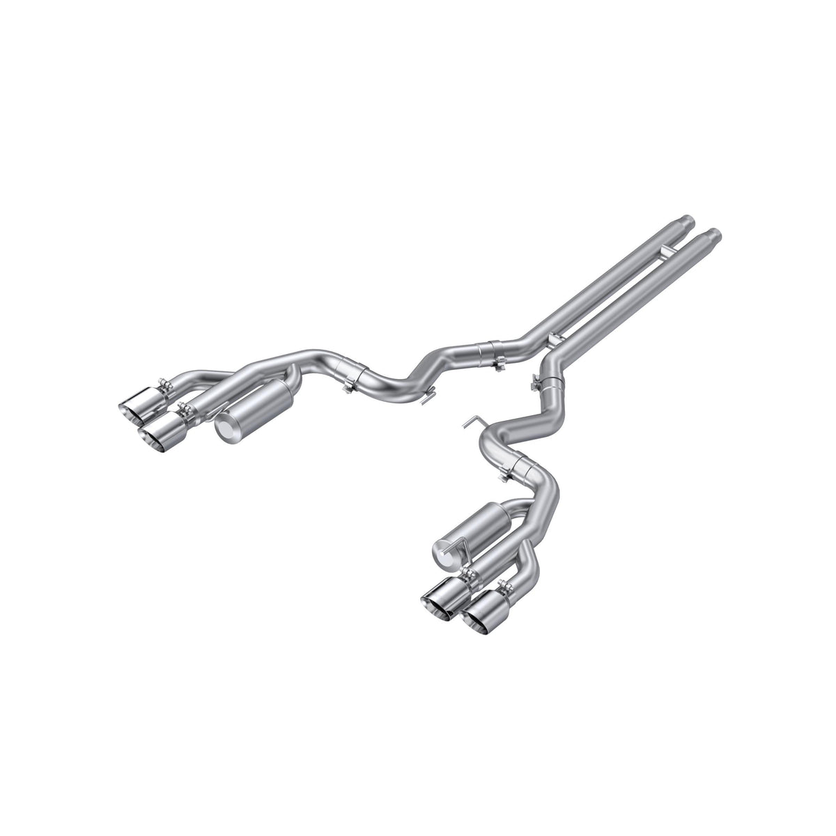 MBRP 3" Cat-Back Exhaust System Pro-Series Race Stainless Steel With 4" Polished Quad Exhaust Tips Without Active Exhaust (2018-2023 Mustang GT) - S7207304