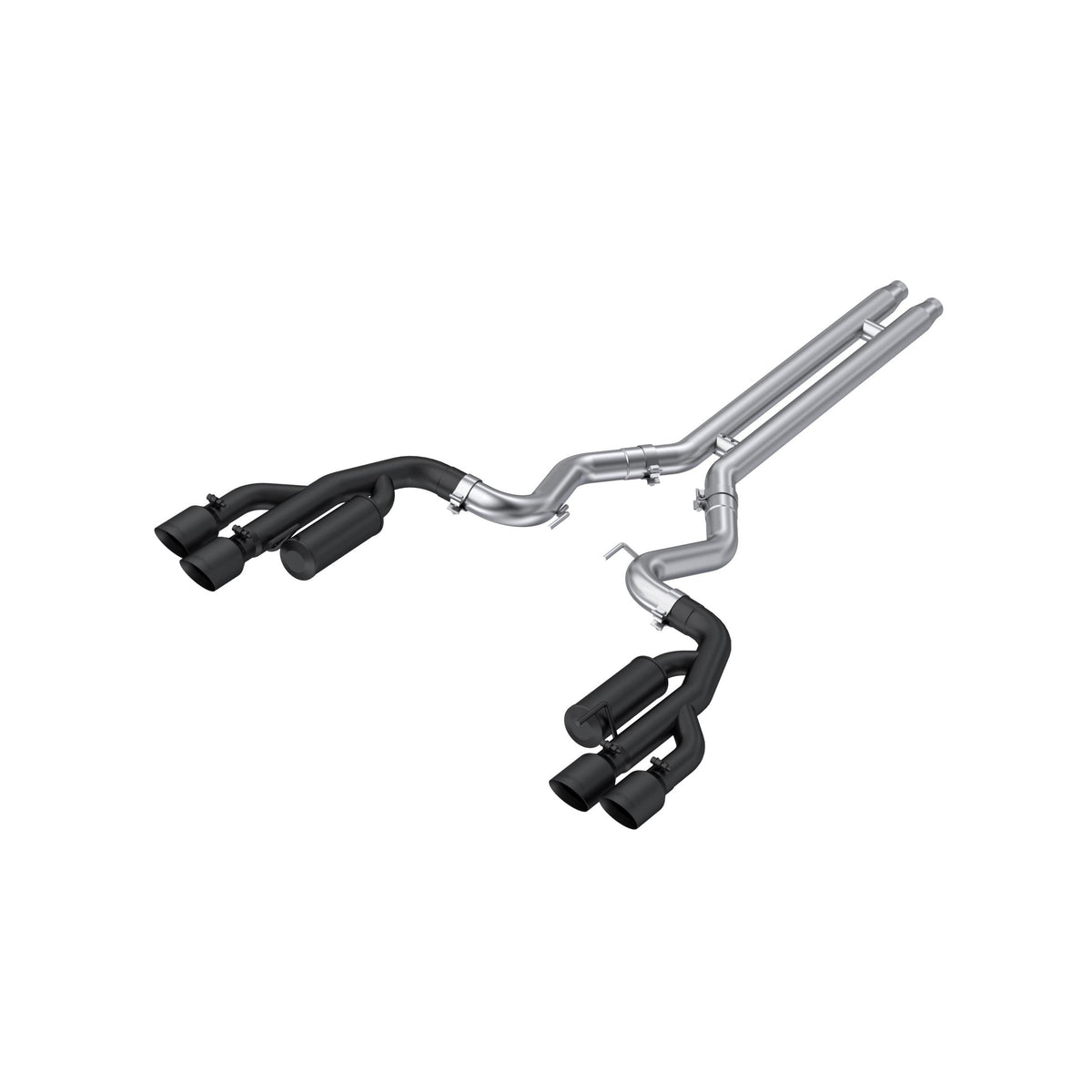 MBRP 3" Cat-Back Exhaust System Black Series Race With 4" Black Quad Exhaust Tips Without Active Exhaust (2018-2023 Mustang GT) - S7207BLK
