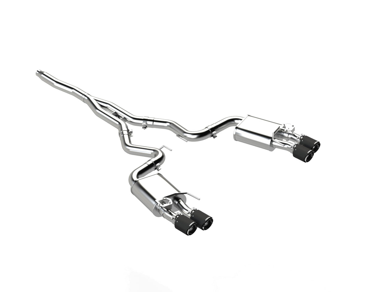 MBRP 3" Cat-Back Exhaust, Quad Rear Exit - Carbon Fiber Tips (2018-2023 Mustang 2.3L Ecoboost) - S72233CF