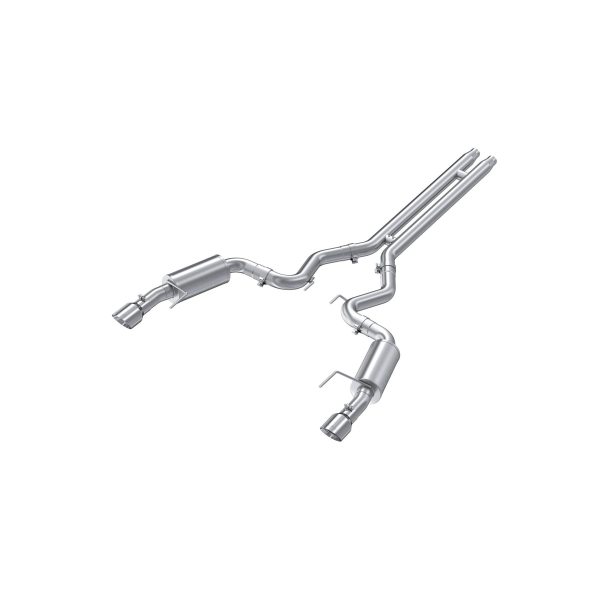MBRP T409 Stainless Street Series Cat-Back with H Pipe - Convertible (Polished Tips) (2015-2017 Mustang GT Non-Active) - S7239409