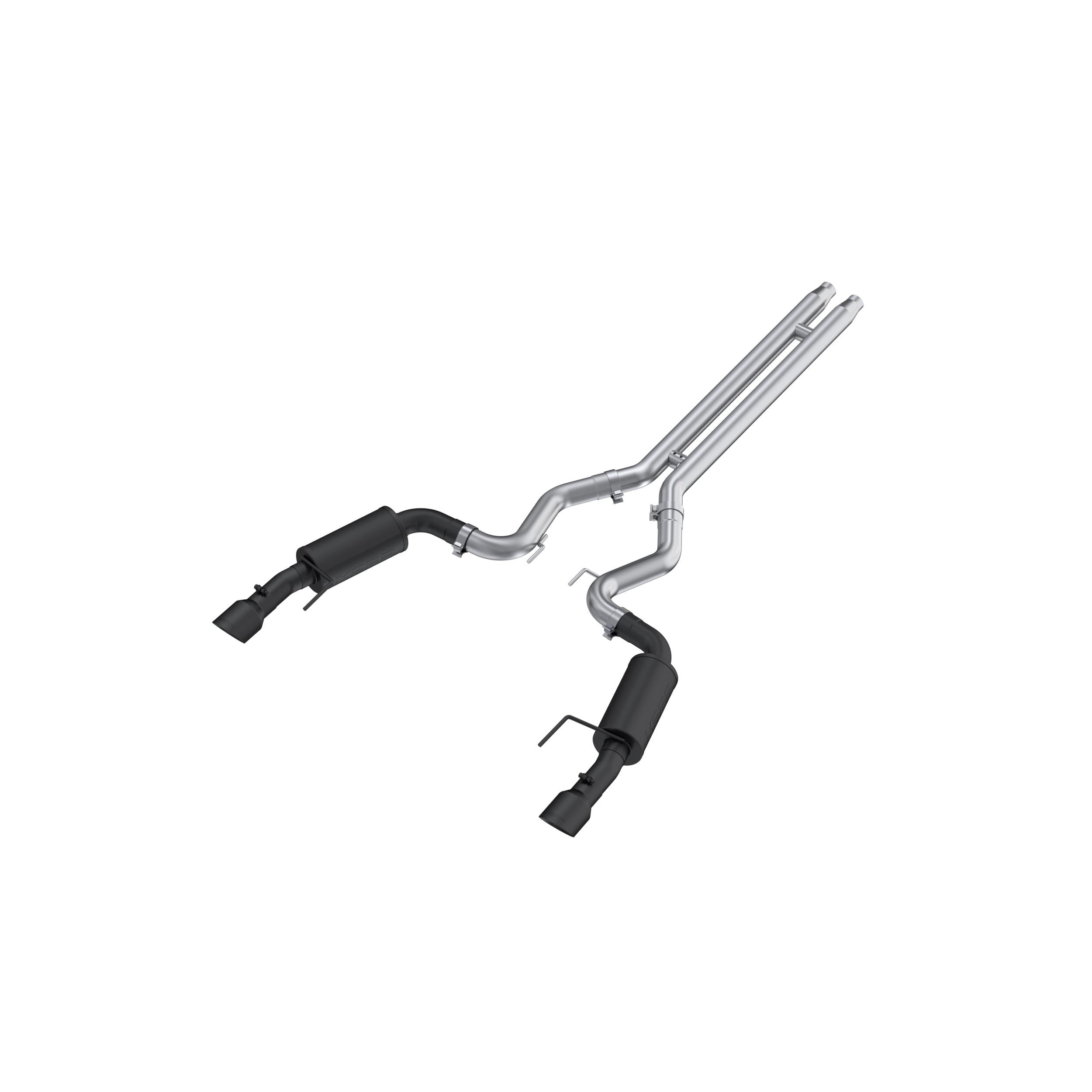 MBRP Aluminized Steel 3" Street Cat-Back Exhaust w/ Dual Split Rear & Black Coated Tips (2024-2026 Mustang GT) – S7251BLK