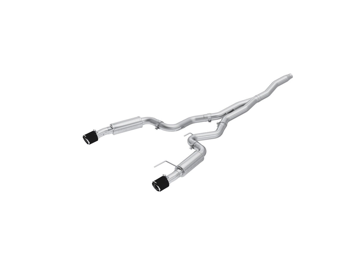 MBRP 3" T304 Cat Back; Dual Split Rear Exit (Race Version) - Carbon Fiber Tips (2015-2026 Mustang EcoBoost 2.3L) - S72753CF