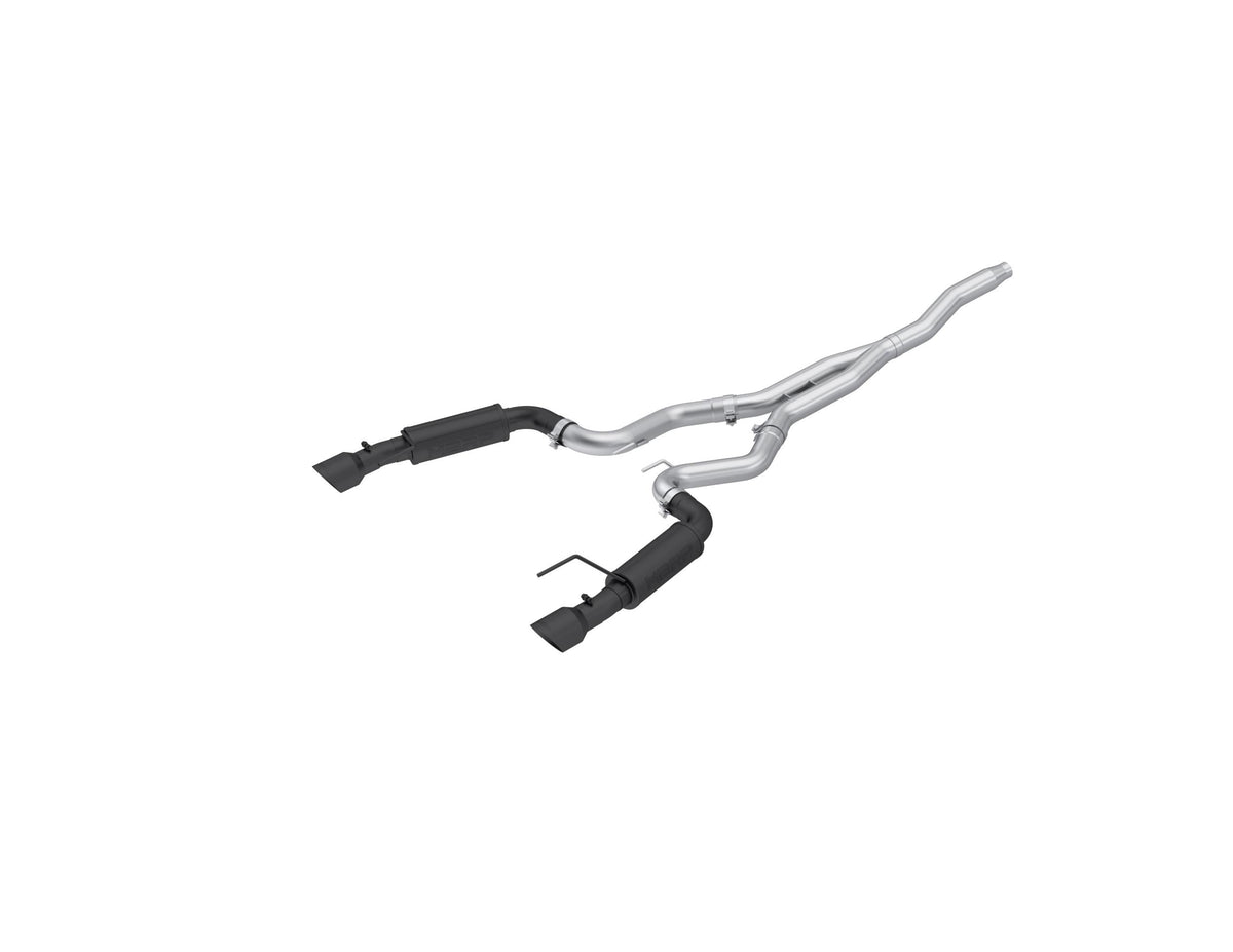 MBRP  2015-2021 Mustang 2.3L Ecoboost (non active exhaust) Aluminized Race Series Cat-Back (Black Tips) - S7275BLK