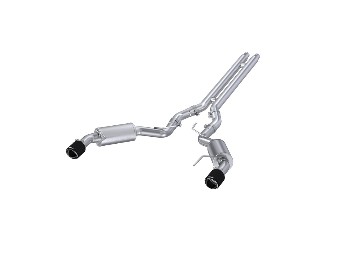 MBRP 3" T304 Cat Back; Dual Split Rear Exit (Street Version) - Carbon Fiber Tips (2015-2017 Mustang 5.0L) - S72773CF