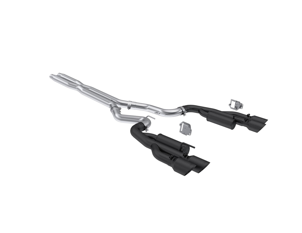 MBRP 3" Race Cat-Back Exhaust – Dual Rear Exit w/ Quad Black Tips (2024-2026 Mustang GT / GT Premium) – S7282BLK