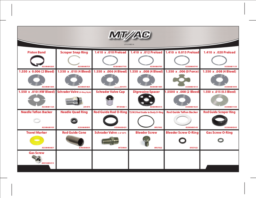 AFCO Shock Repair Kit - Non-Adjustable Monotube Accessory Kit AFCO - MT/AC