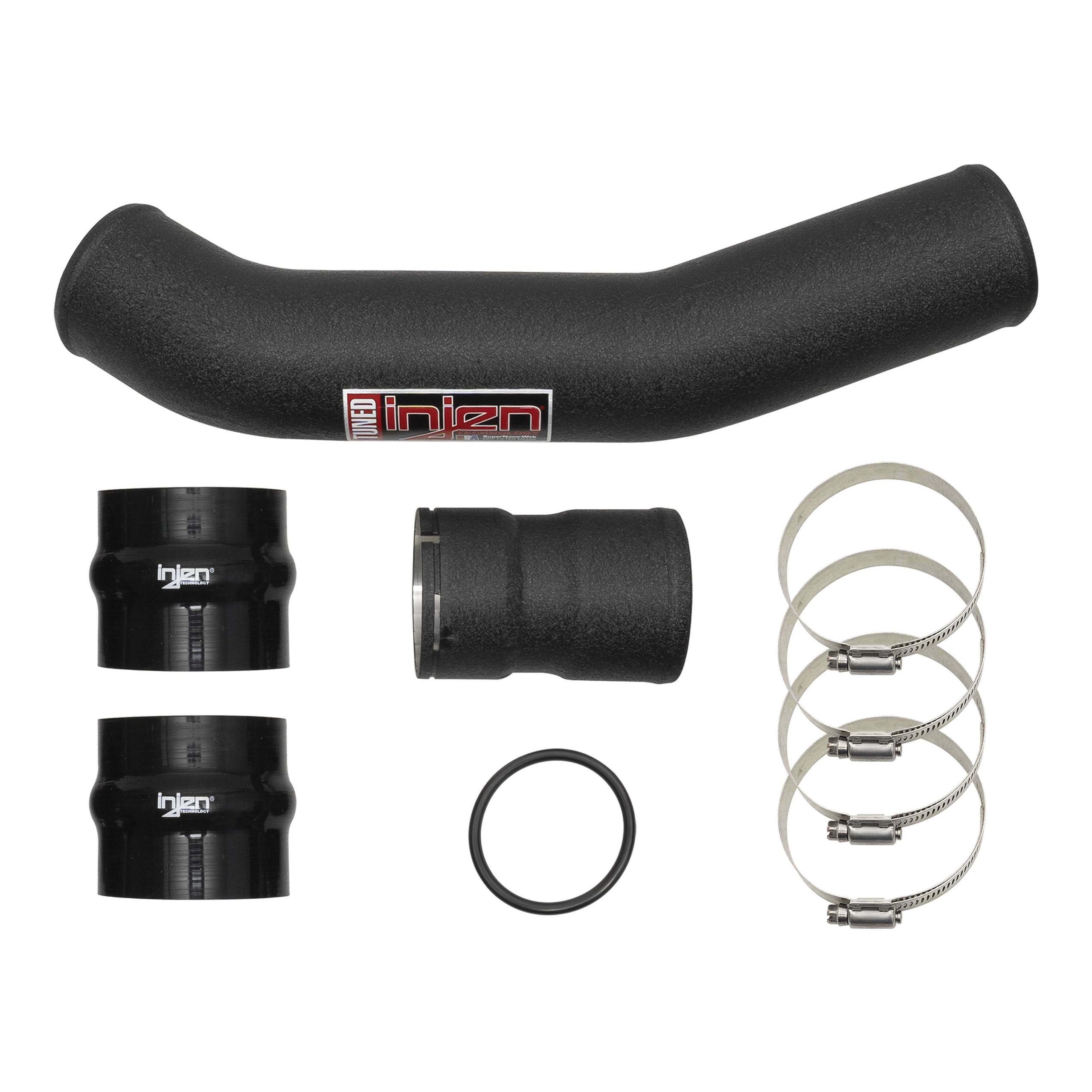 Injen SES Wrinkle Intercooler Pipes - Hot Side - Wrinkle Black (2017-2022 Ford F-250/350/450 6.7LTD) - SES9004ICPHWB