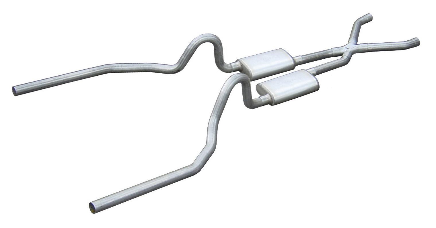 Pypes Crossmember Back w/X-Pipe Exhaust System 65-70 Mustang Split Rear Dual Exit 2.5 in Intermediate And Tail Pipe Violator Mufflers/Hardware Incl Tip Not Incl Pypes Exhaust - SFM03V