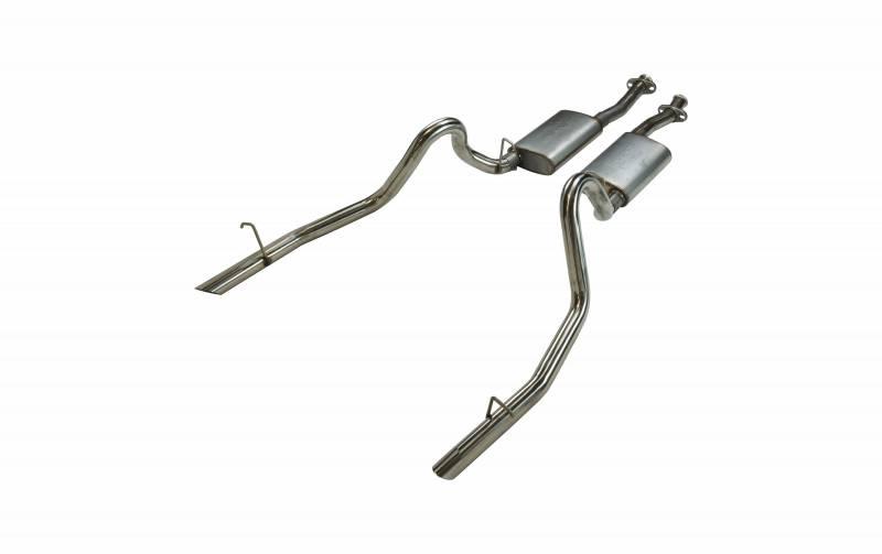 Pypes Cat Back Exhaust System 79-93 Mustang LX/ 94 -97 Split Rear Dual Exit 2.5 in Intermediate And Tail Pipe Hardware/Violator Mufflers Incl Tip Not Incl Natural Finish 409 Stainless Steel Pypes Exhaust - SFM13V