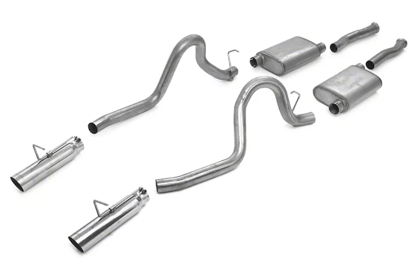 Pypes Cat Back Exhaust System 99-04 Mustang GT Split Rear Dual Exit 2.5 in Intermediate And Tail Pipe Hardware/Violator Muffler/3.5 in Polished Tips Incl Natural Finish 409 Stainless Steel Pypes Exhaust - SFM27V